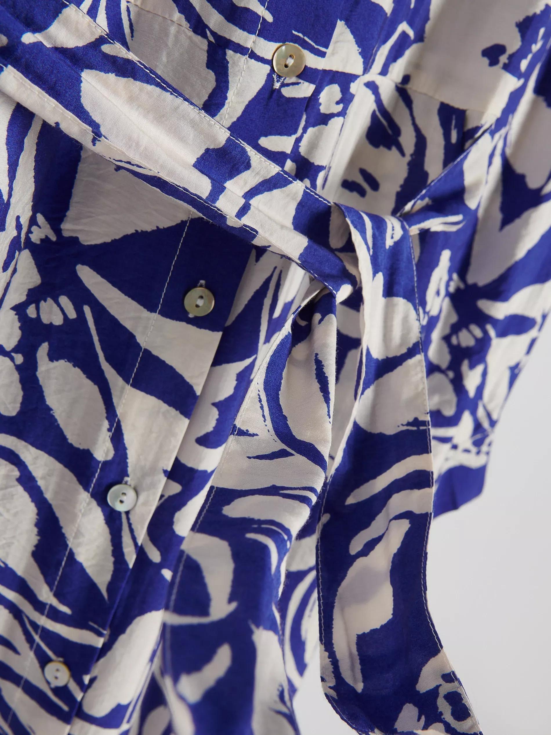 Blue Patterned Viscose Dress, , large image number 4