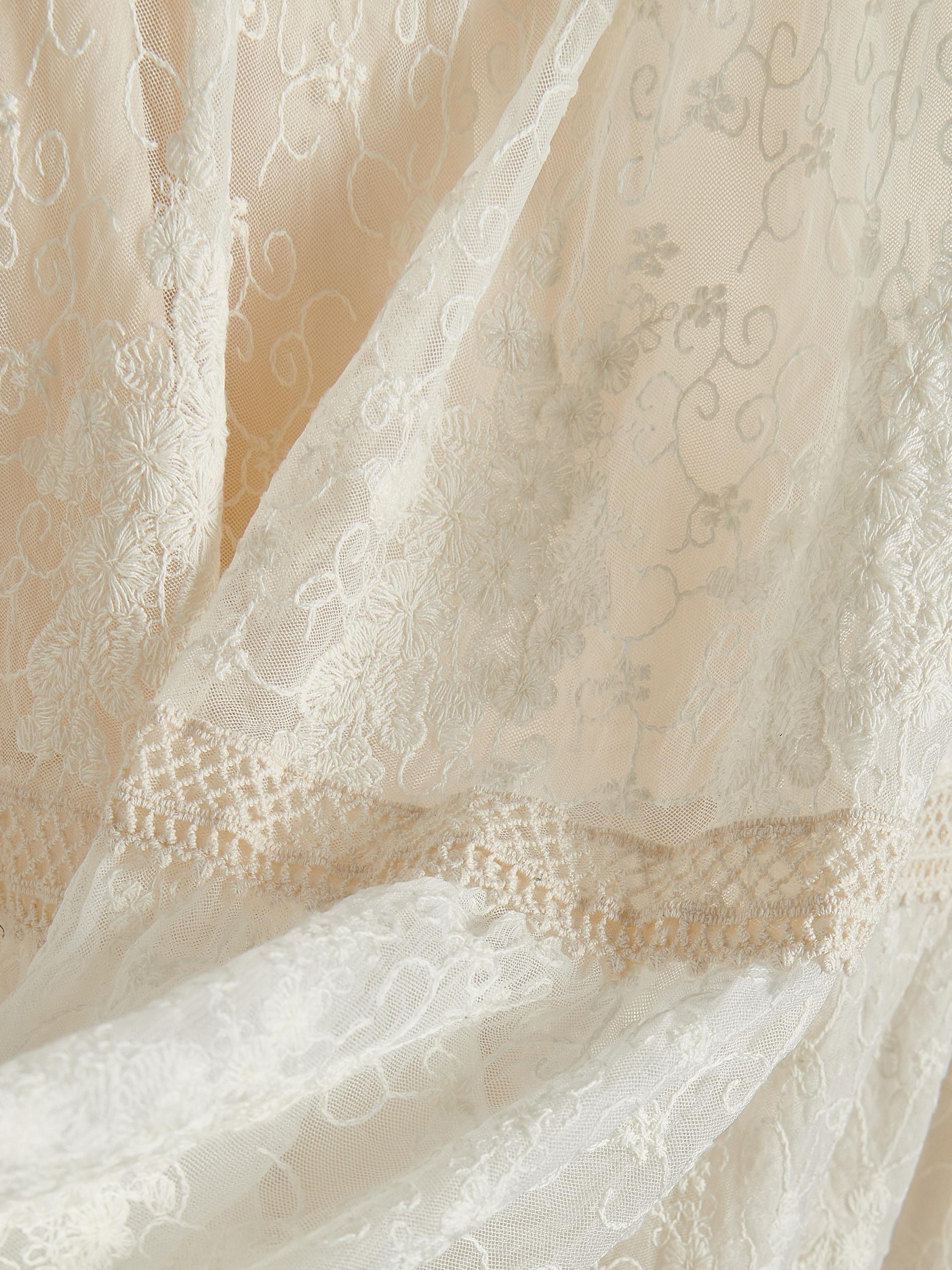 Cream Decorative Ruffle Maxi Skirt, , large image number 5