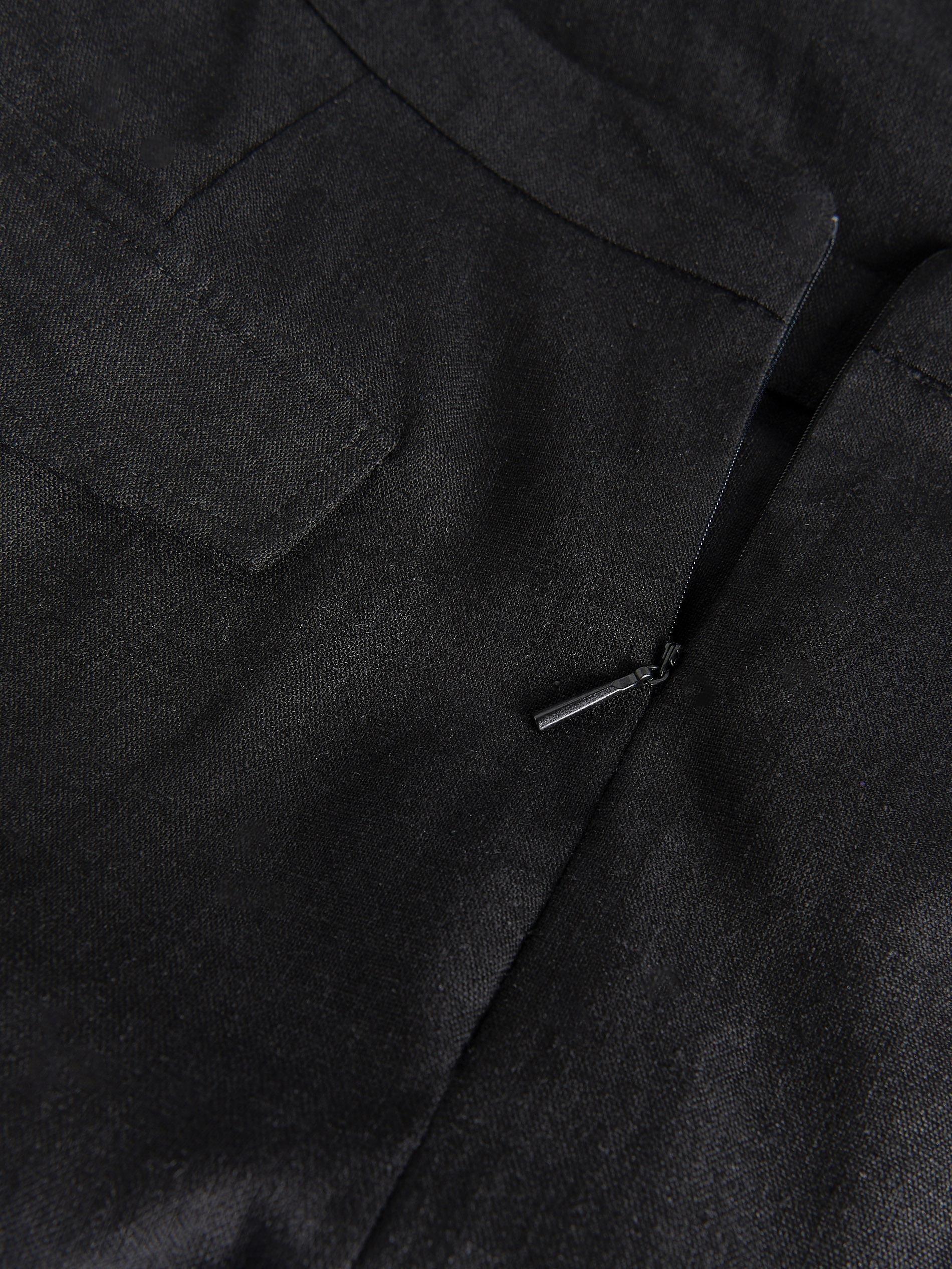 Black Linen Blend Midi Skirt, , large image number 5