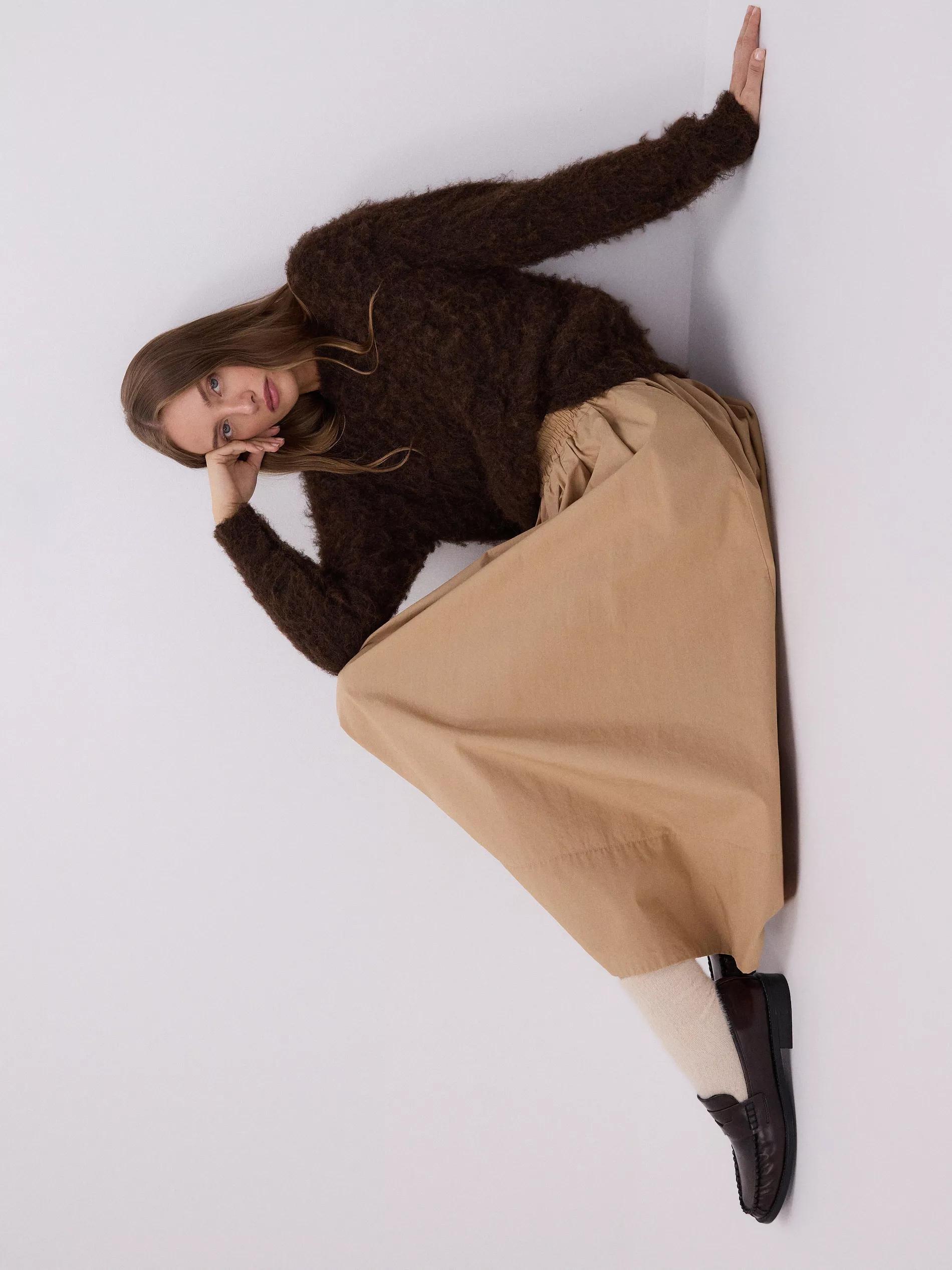 beige Midi skirt, , medium