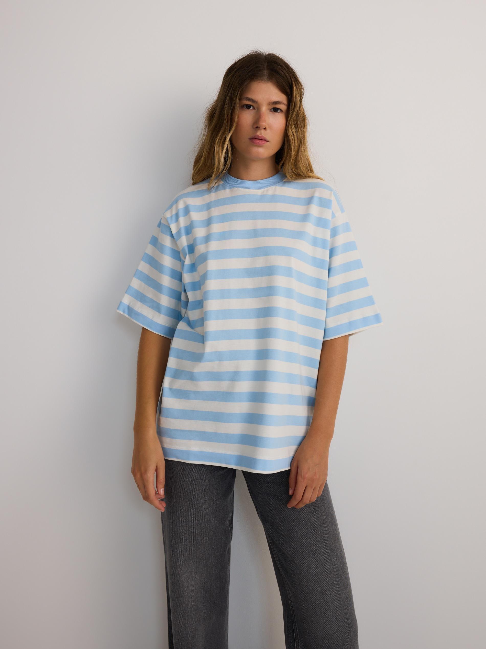 Blue Oversized Striped T-Shirt, , large image number 2