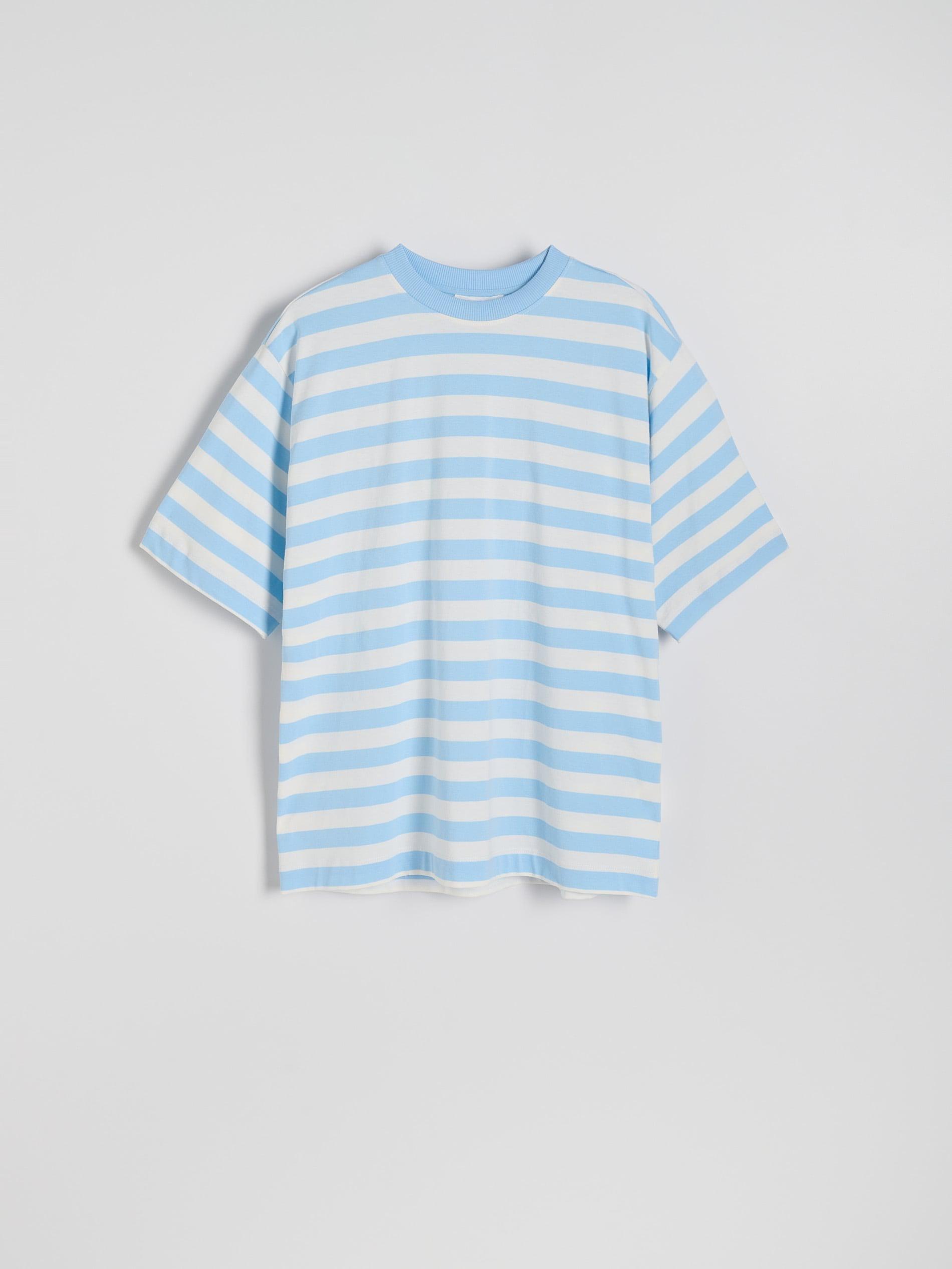 Blue Oversized Striped T-Shirt, , large image number 4