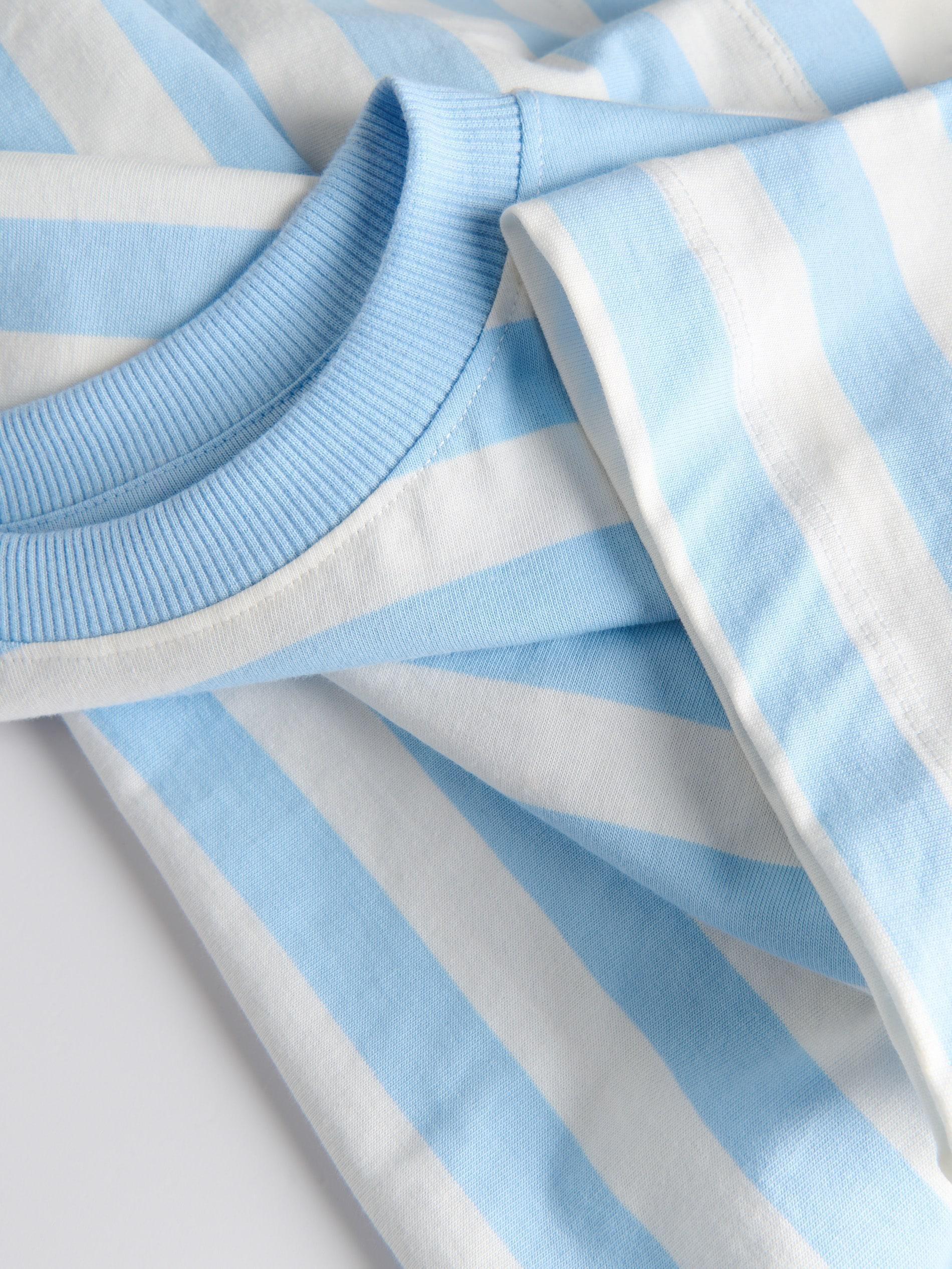 Blue Oversized Striped T-Shirt, , large image number 5