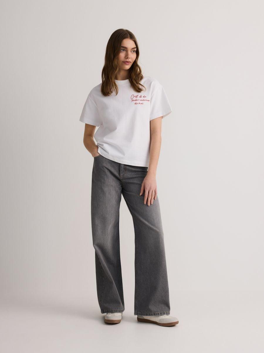 Cream T-Shirt With Embroidered Lettering, Ivory, large image number 3