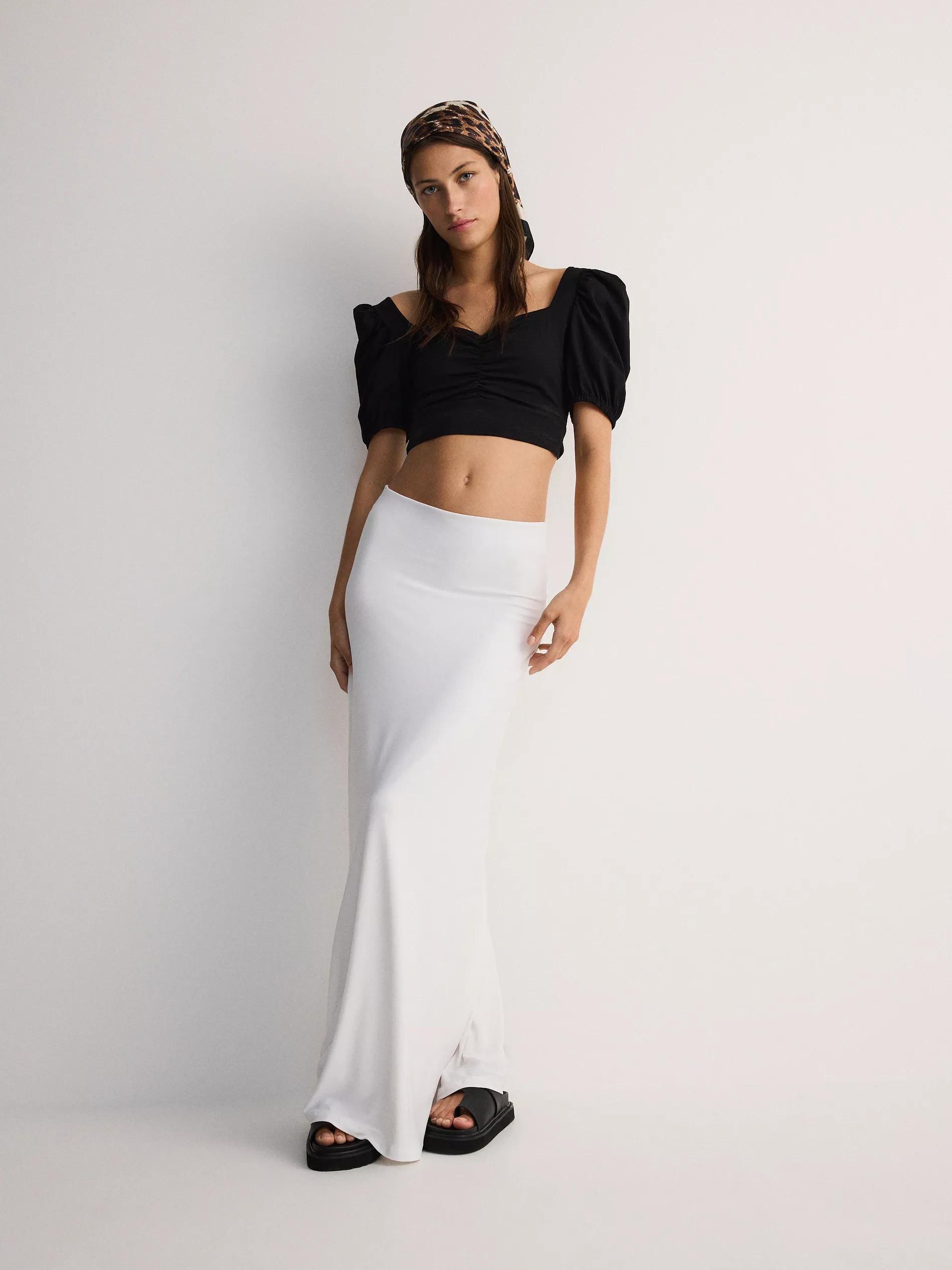 Black Puff Sleeves Blouse, , large image number 1