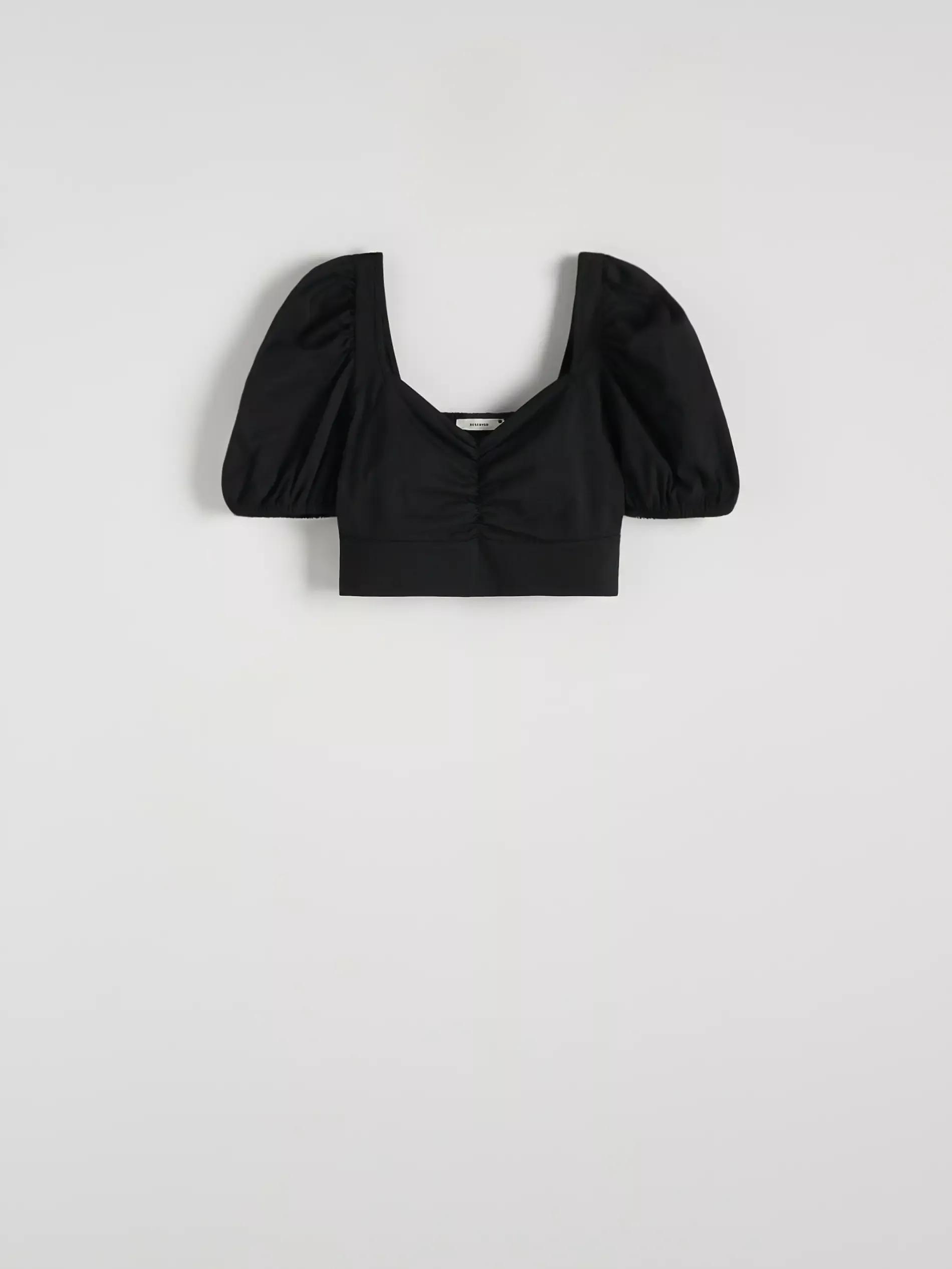 Black Puff Sleeves Blouse, , large image number 3