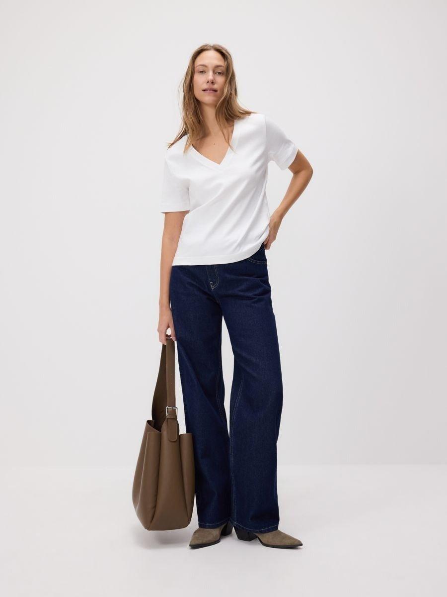 White V-Neck T-Shirt, , large image number 0