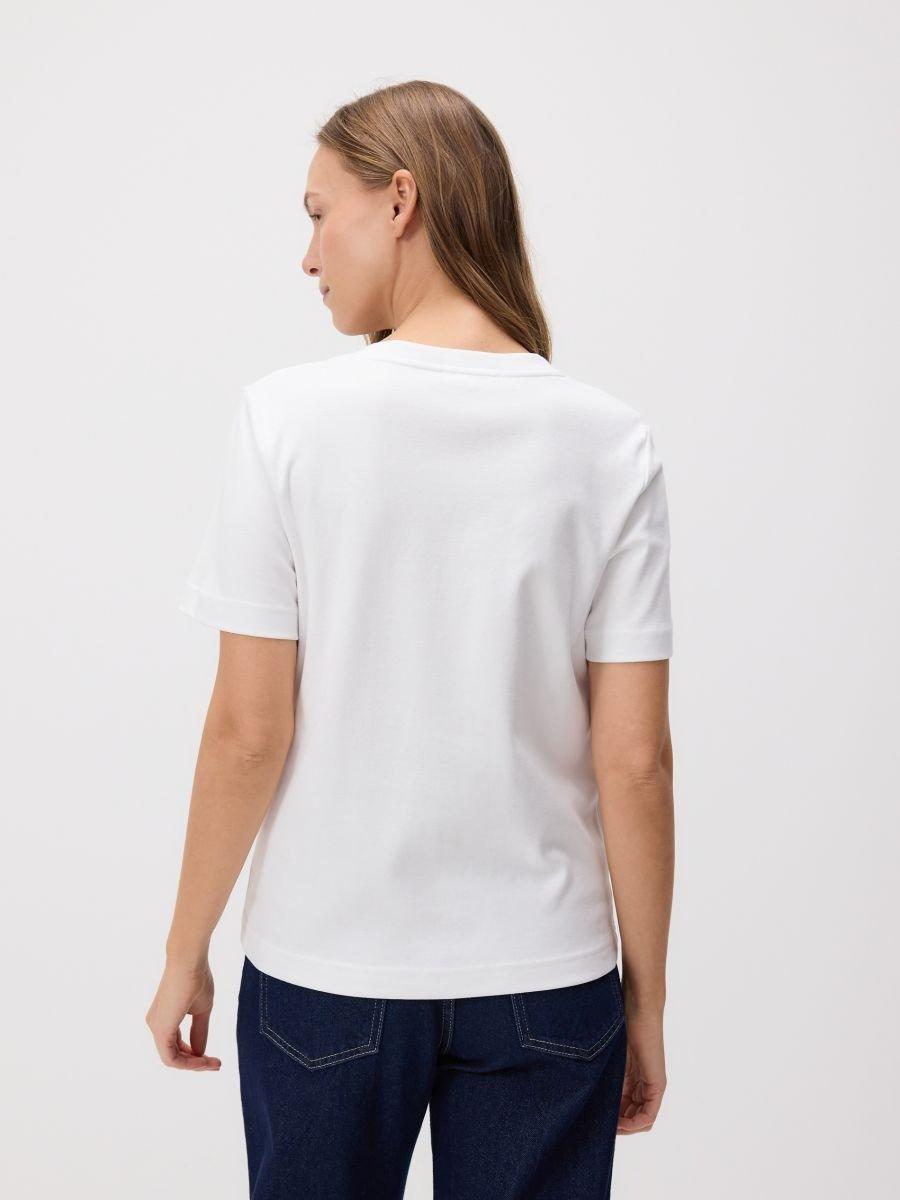 White V-Neck T-Shirt, , large image number 3