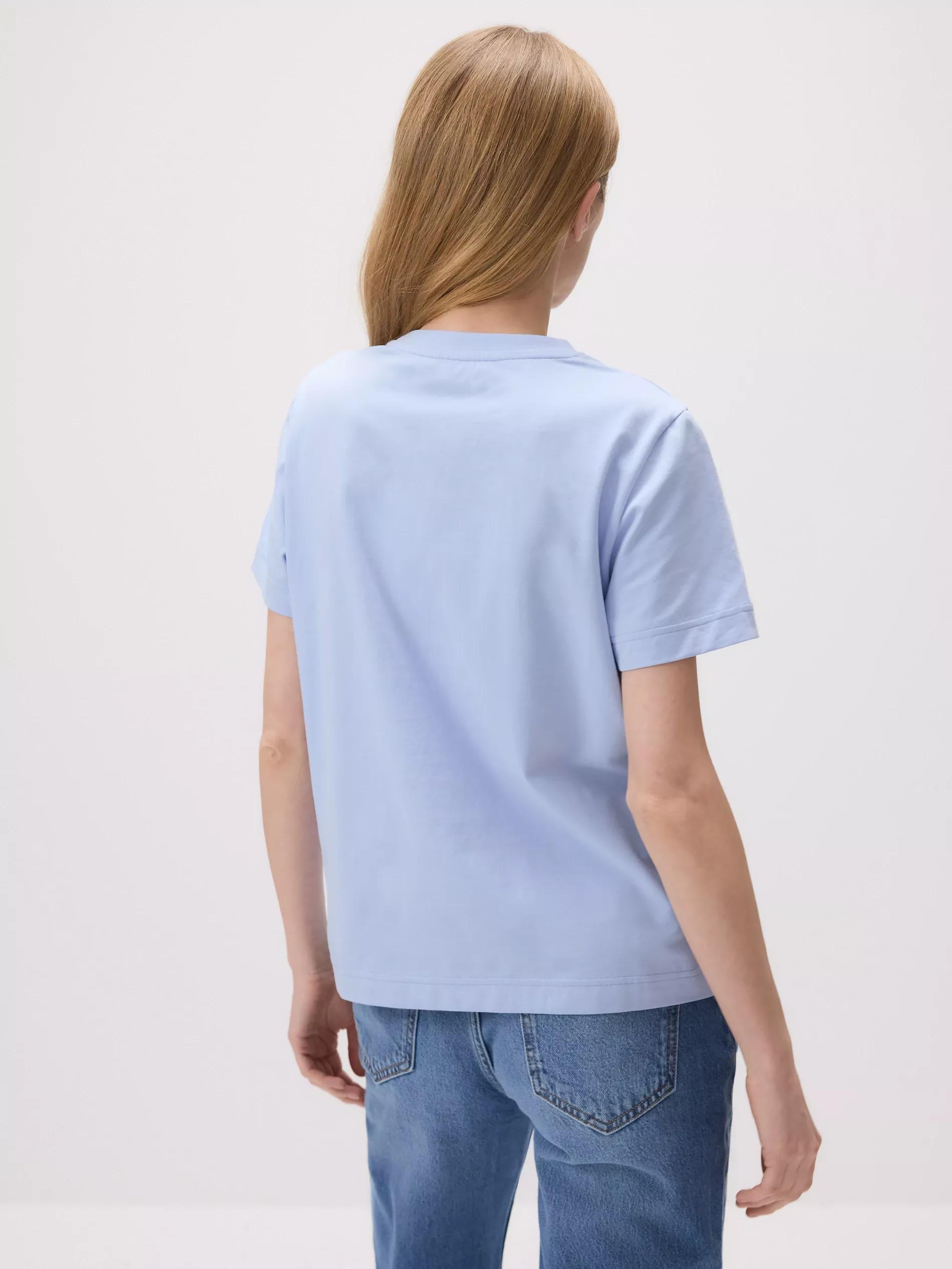 Blue Printed Cotton T-Shirt, Blue, large image number 2