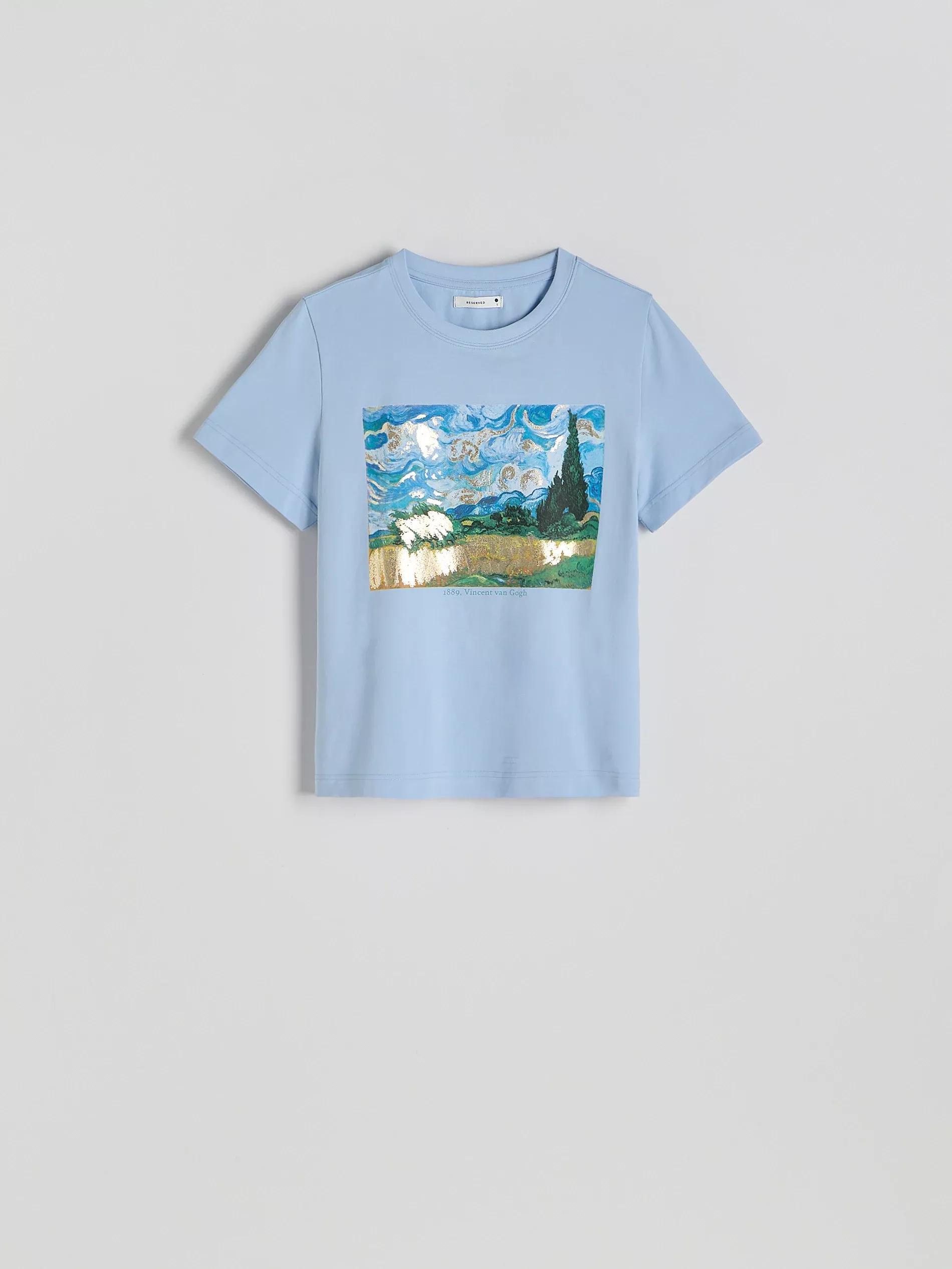 Blue Printed Cotton T-Shirt, Blue, large image number 3