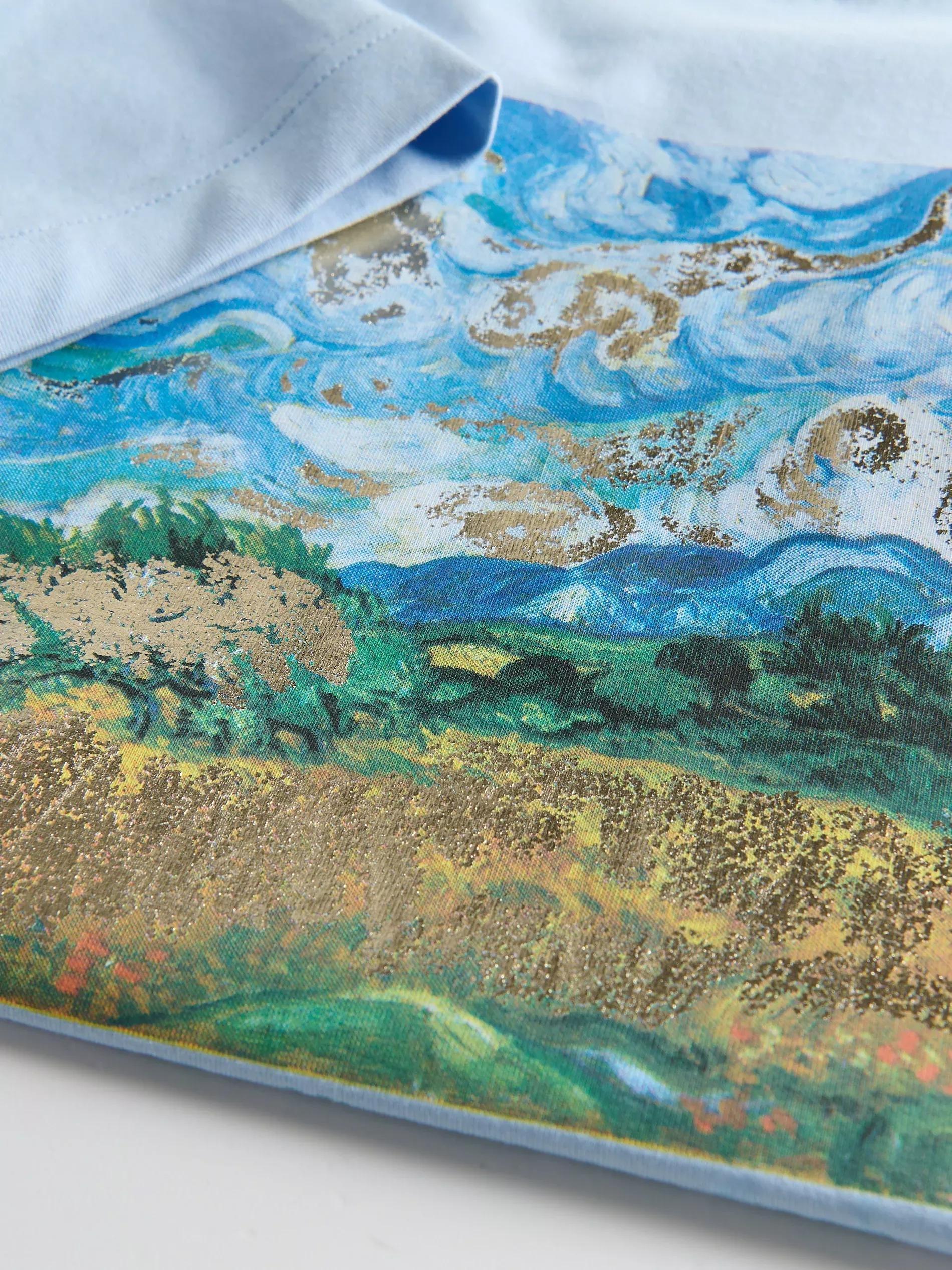 Blue Printed Cotton T-Shirt, Blue, large image number 4