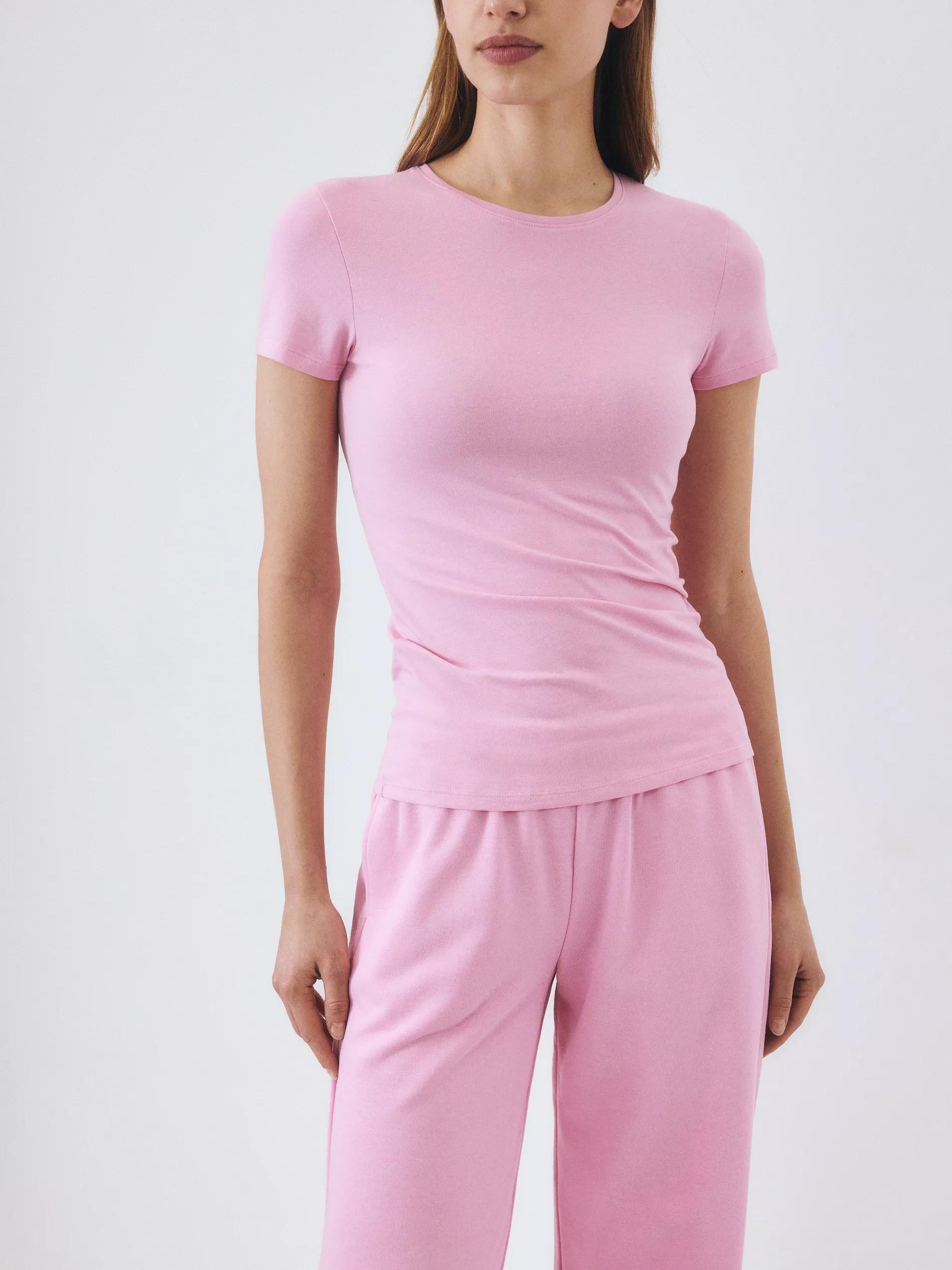 PASTEL PINK Slim fit cotton T-shirt, , large image number 1