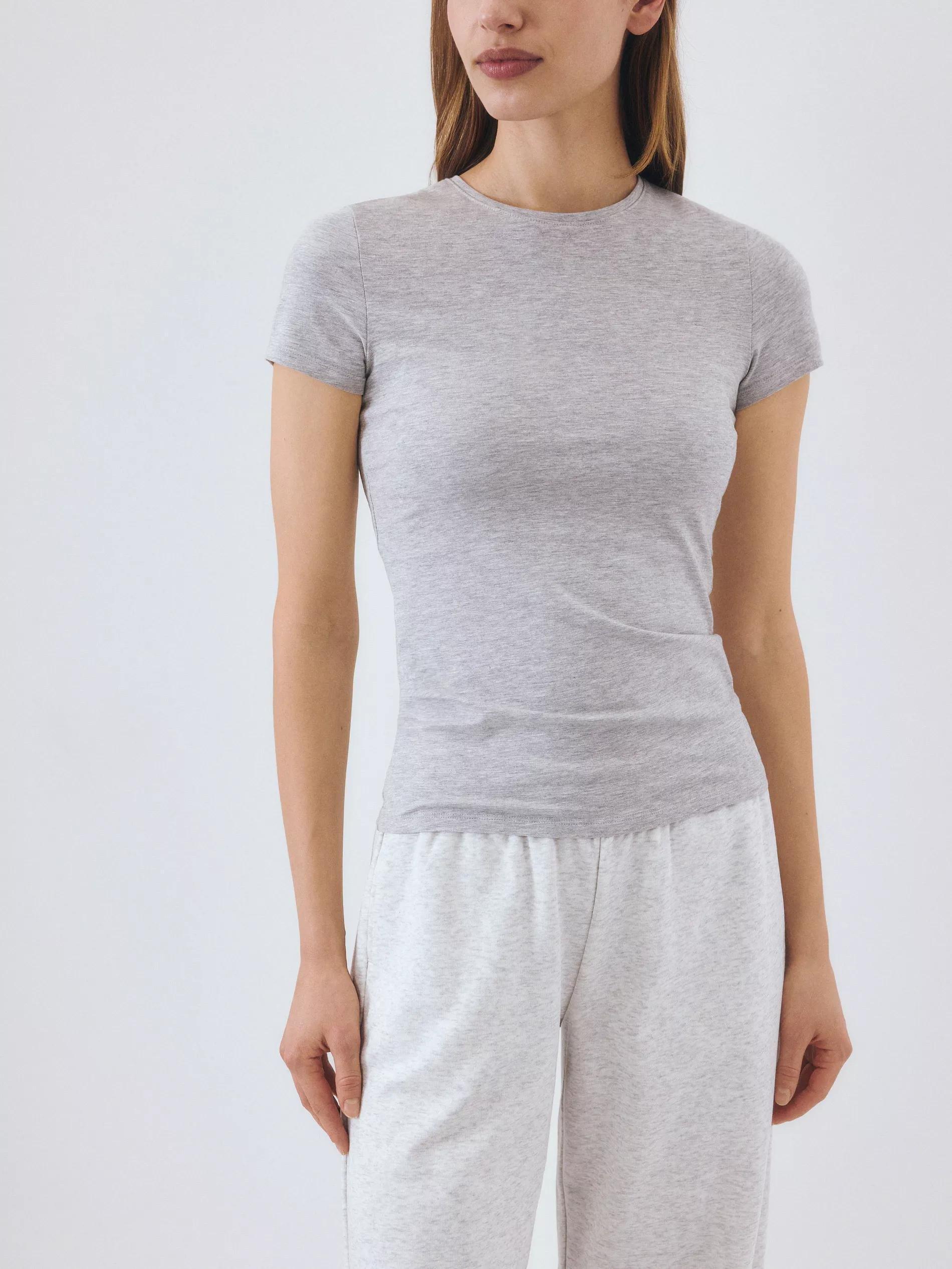 Grey Slim Fit Cotton T-Shirt, , large image number 0