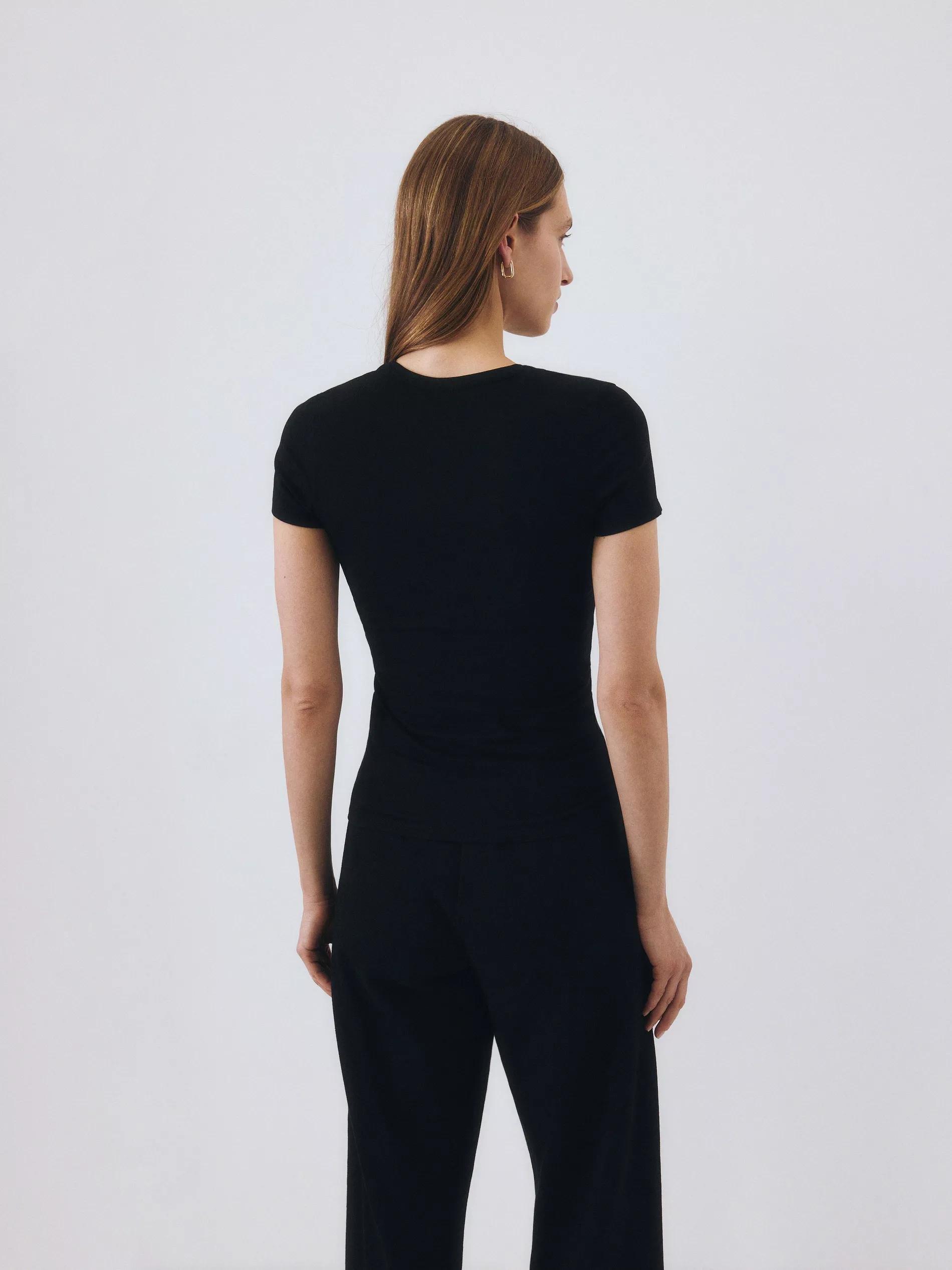 BLACK Slim fit cotton T-shirt, , large image number 4