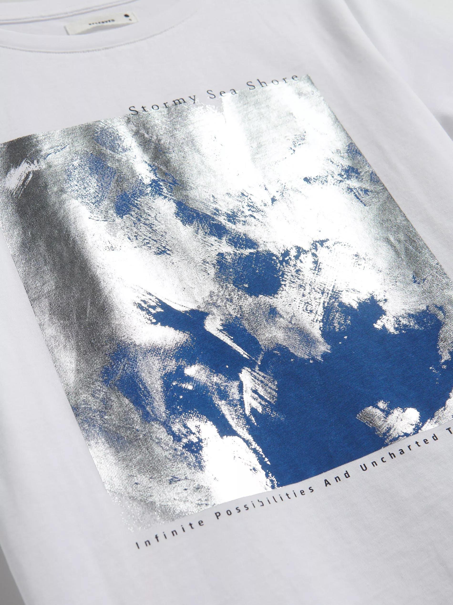 White Cotton T-Shirt With Print, , large image number 1