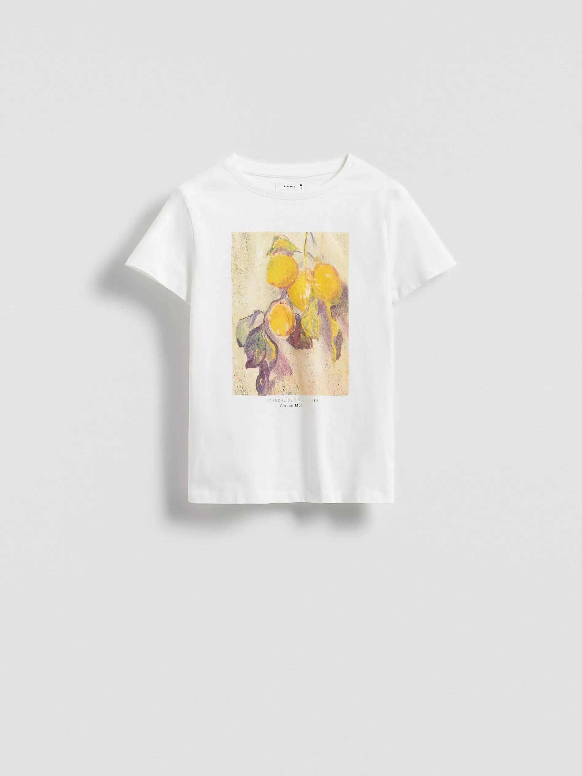 Cream Cotton T-Shirt With Print, , large image number 0
