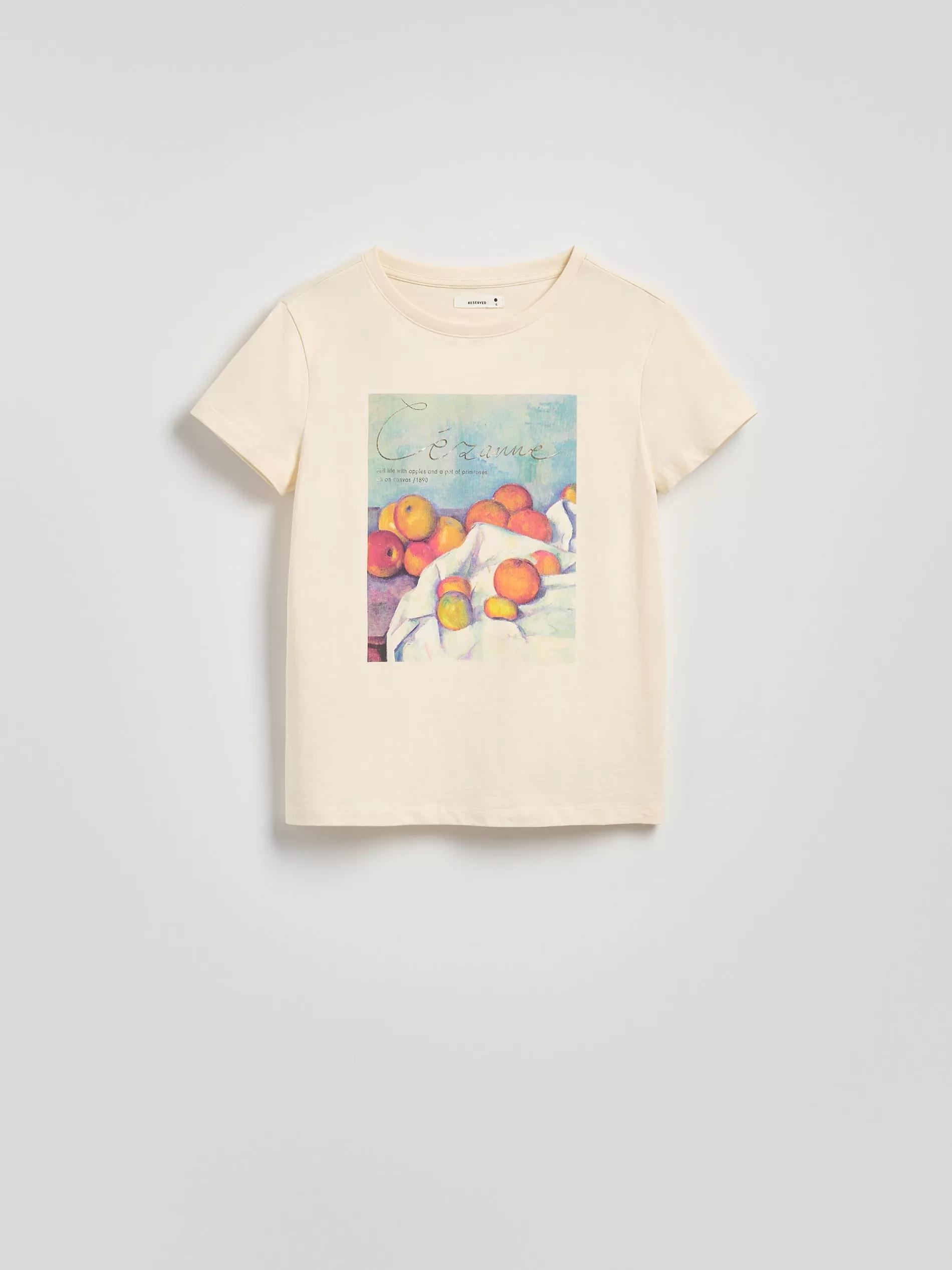 Beige Cotton T-Shirt With Print, , large image number 0