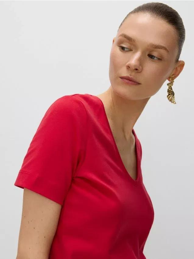 Red V-Neck Blouse, , large image number 0