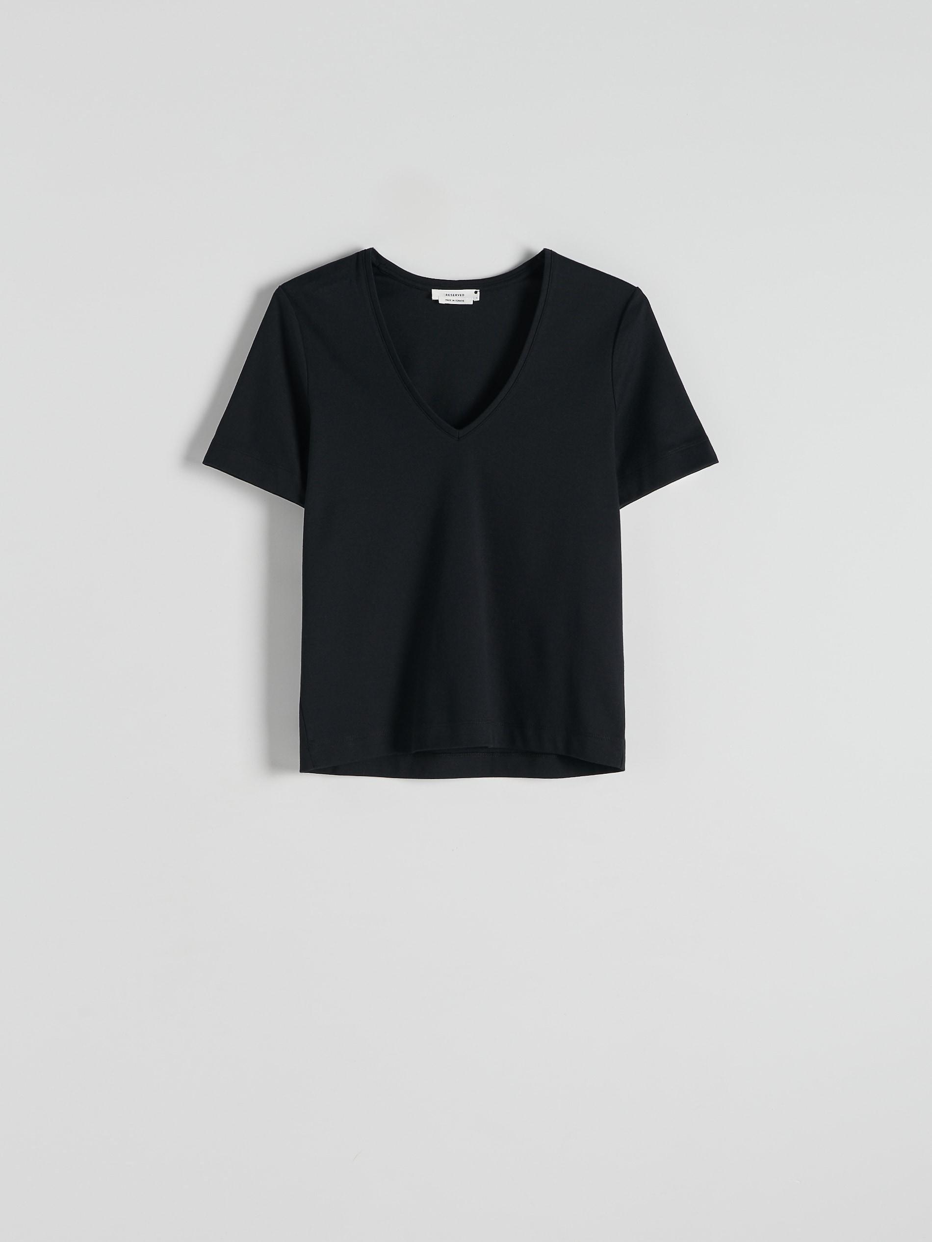 Black V Neck Blouse, Black, large image number 1