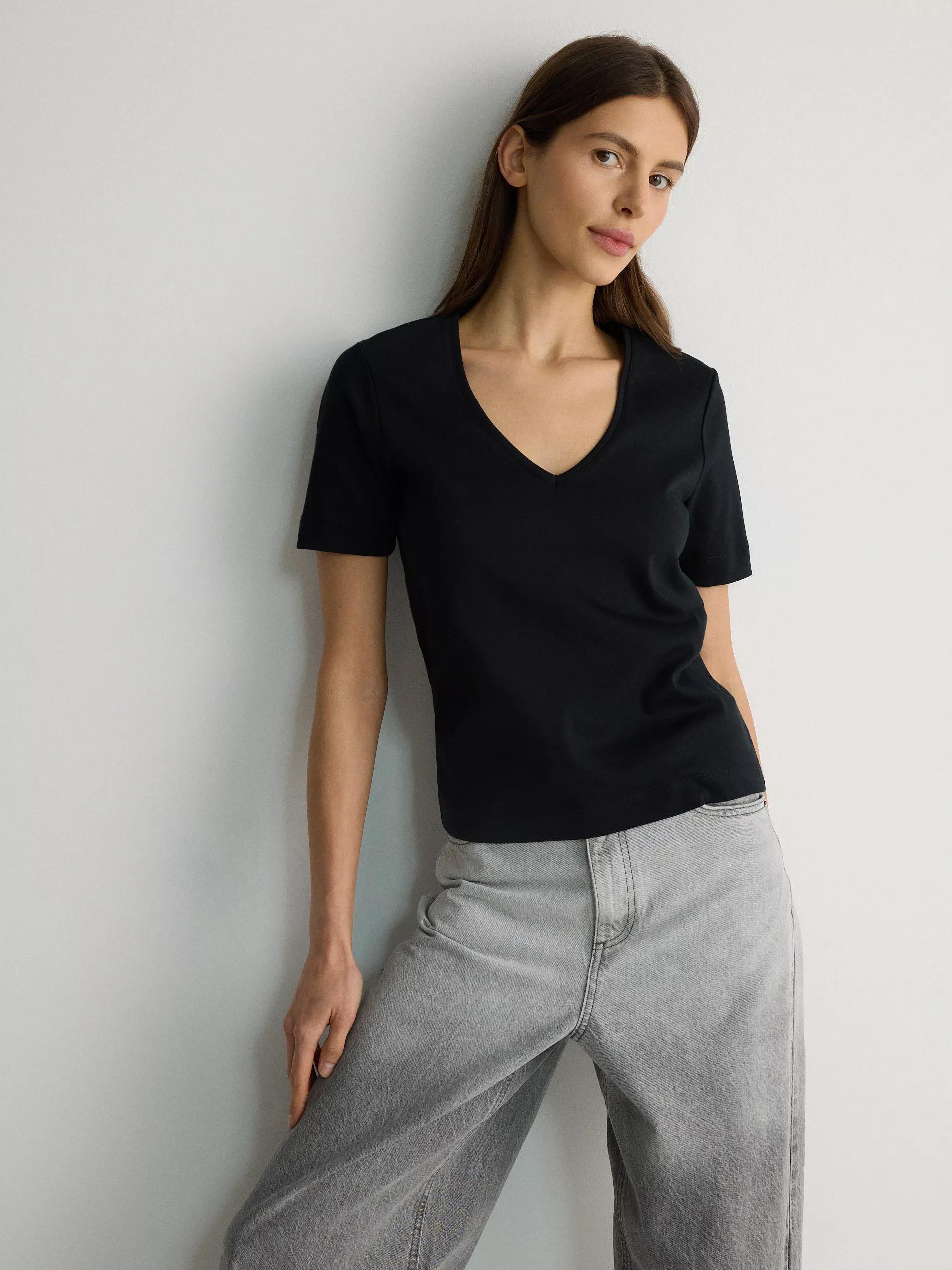 Black V Neck Blouse, Black, large image number 5