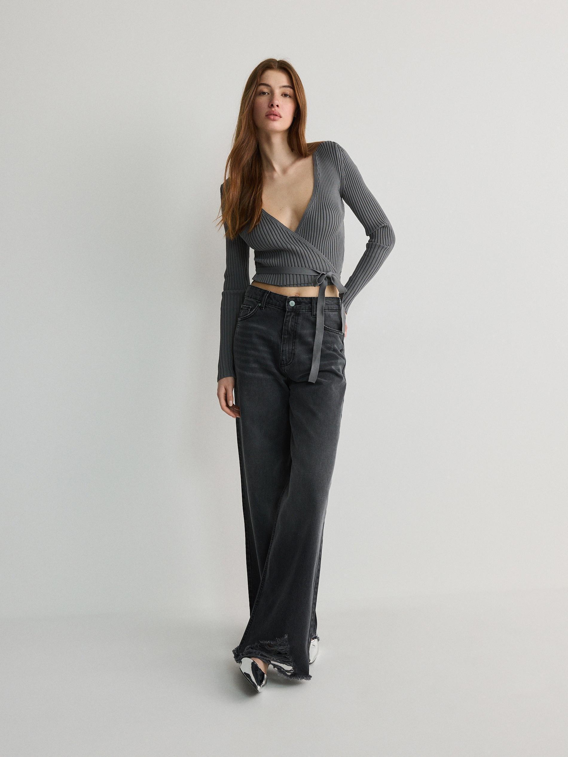 Grey Jumper With Tie Detail, , large image number 2