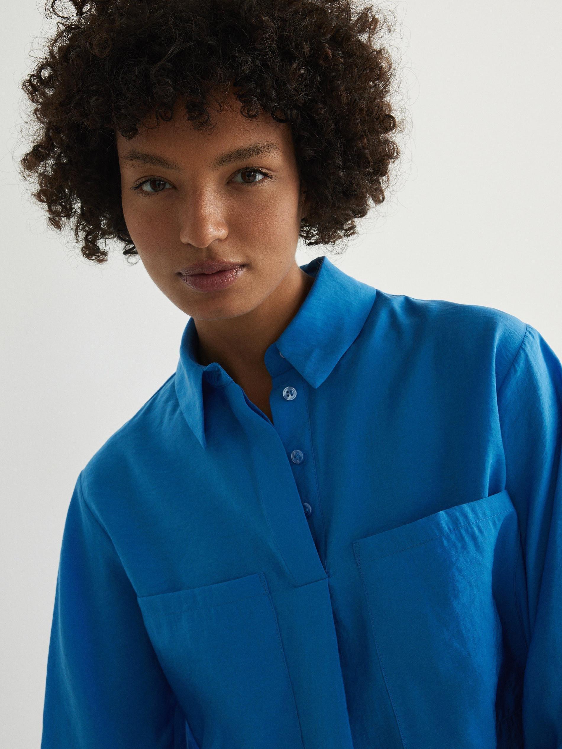 Blue Classic Collar Modal Rich Shirt, , large image number 2