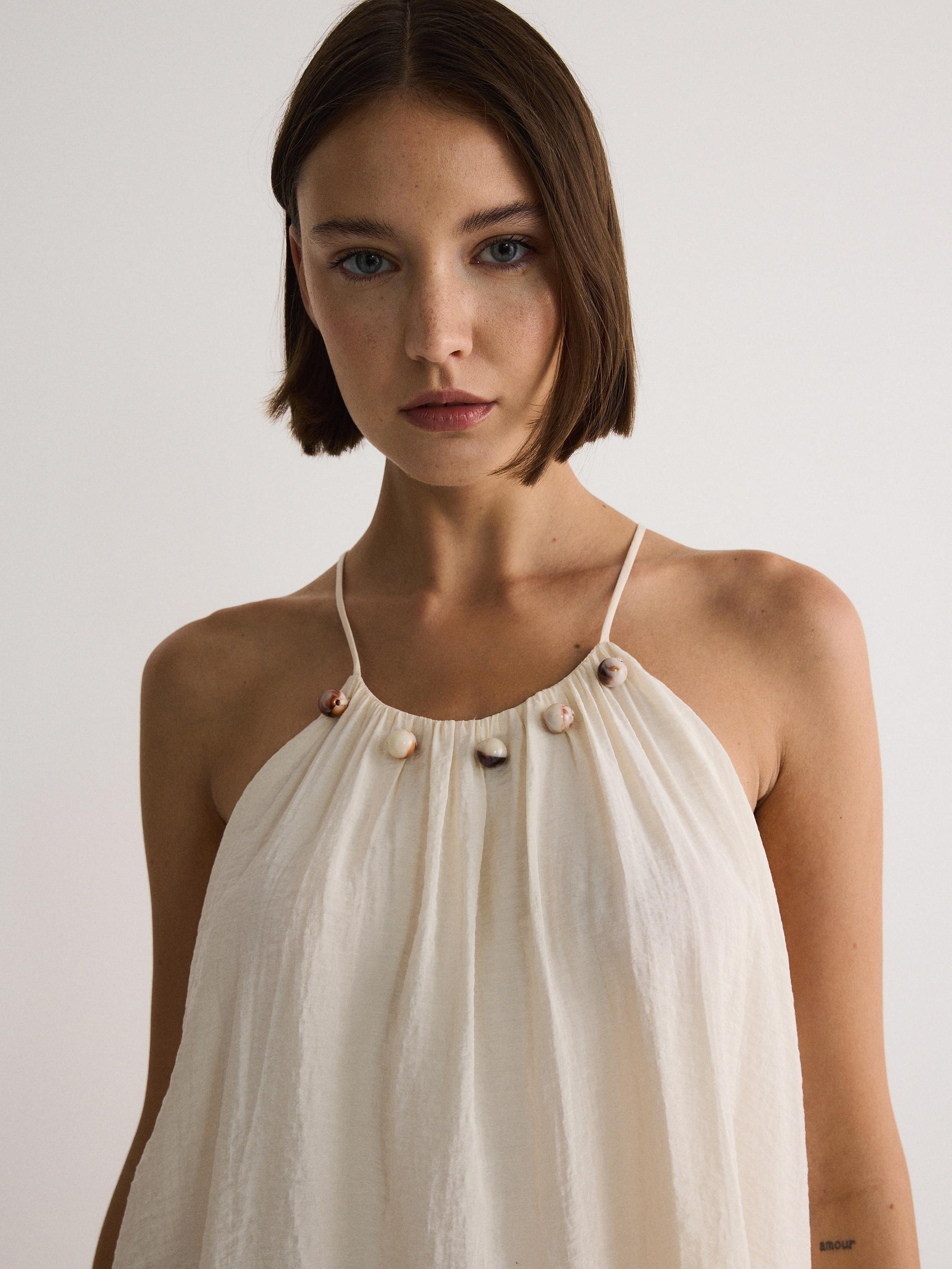 Beige Peplum Hem Blouse, , large image number 3