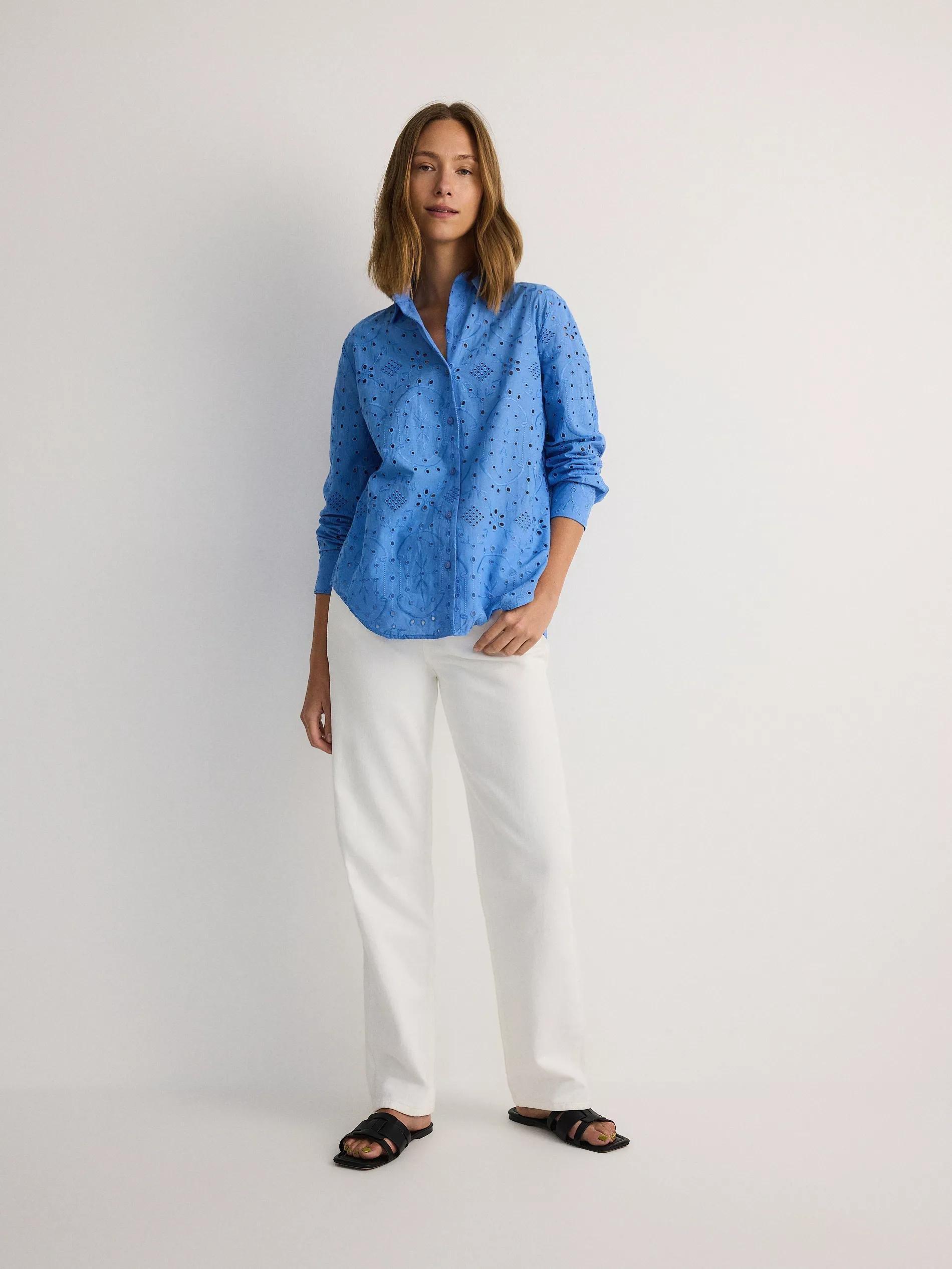 Blue Openwork Detailed Shirt, , large image number 2