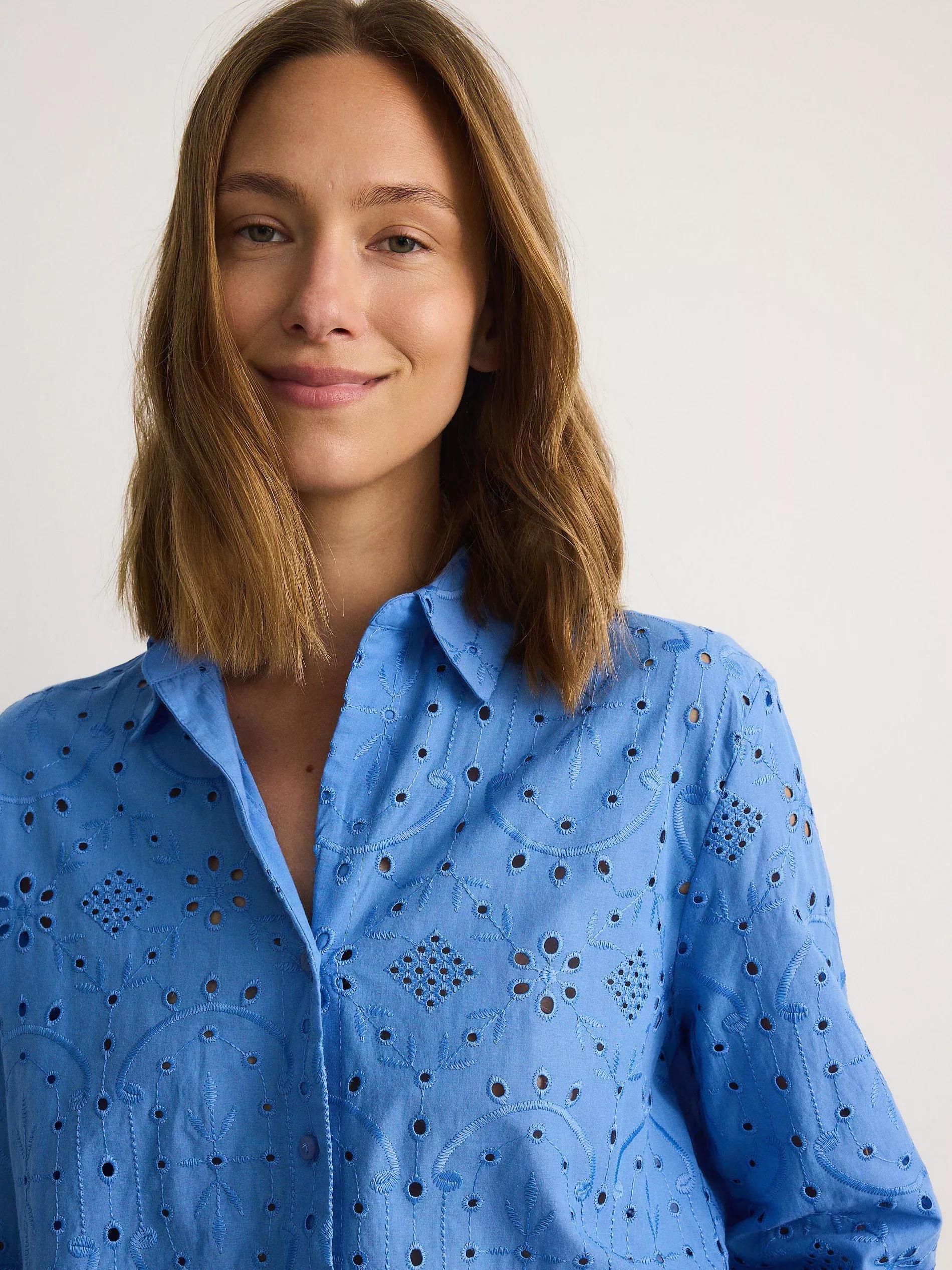 Blue Openwork Detailed Shirt, , large image number 3