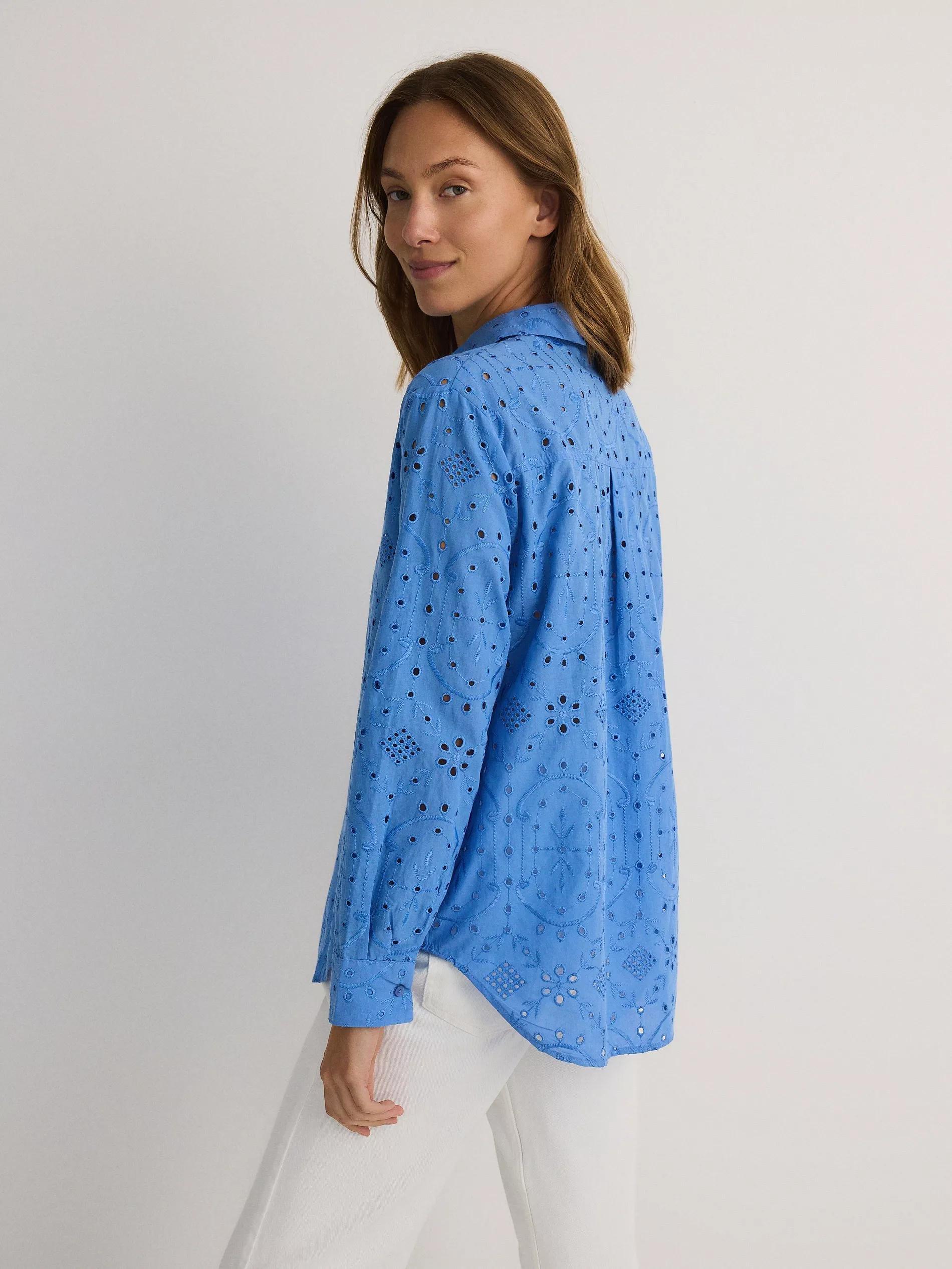Blue Openwork Detailed Shirt, , large image number 4