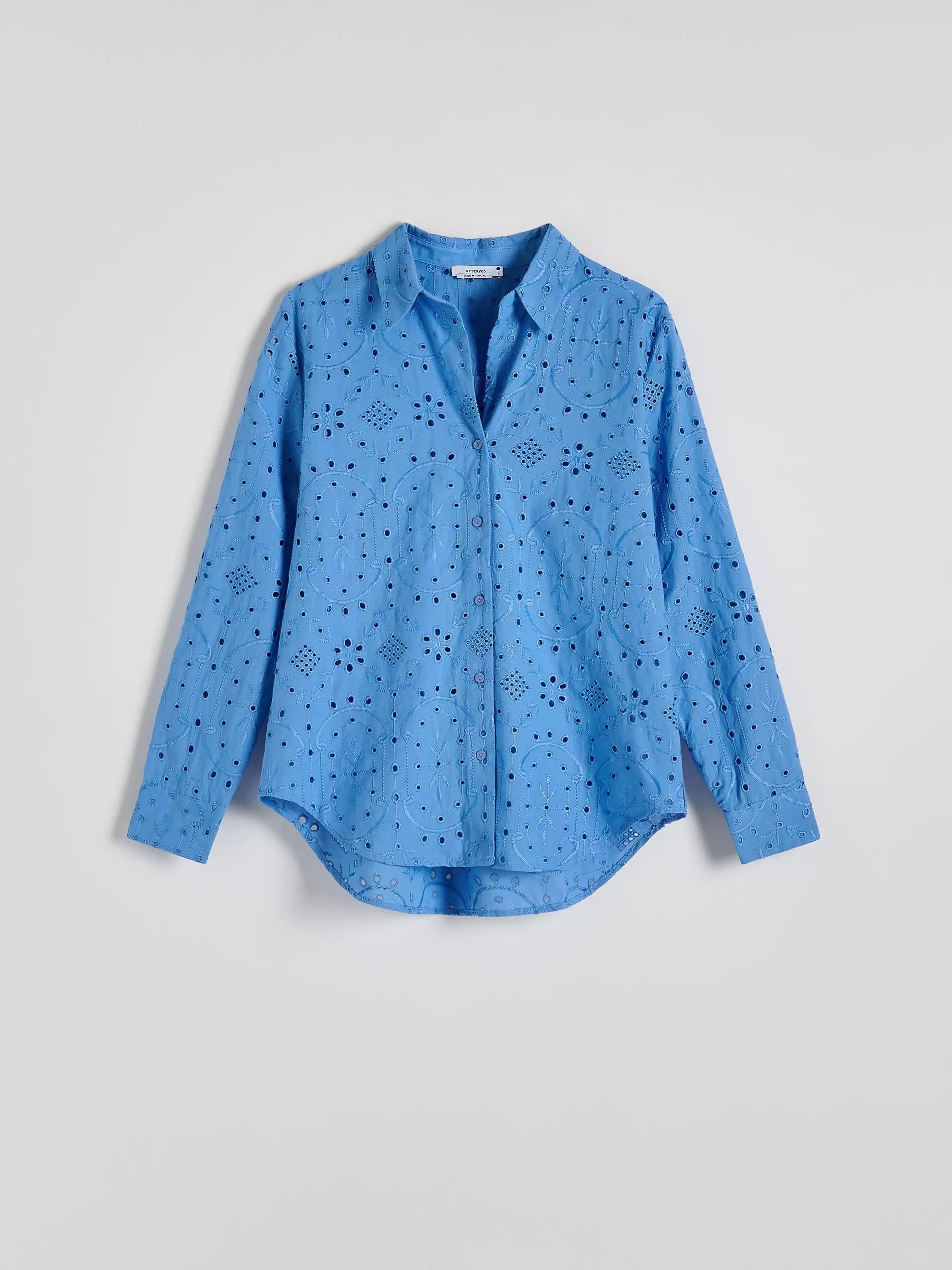 Blue Openwork Detailed Shirt, , large image number 5