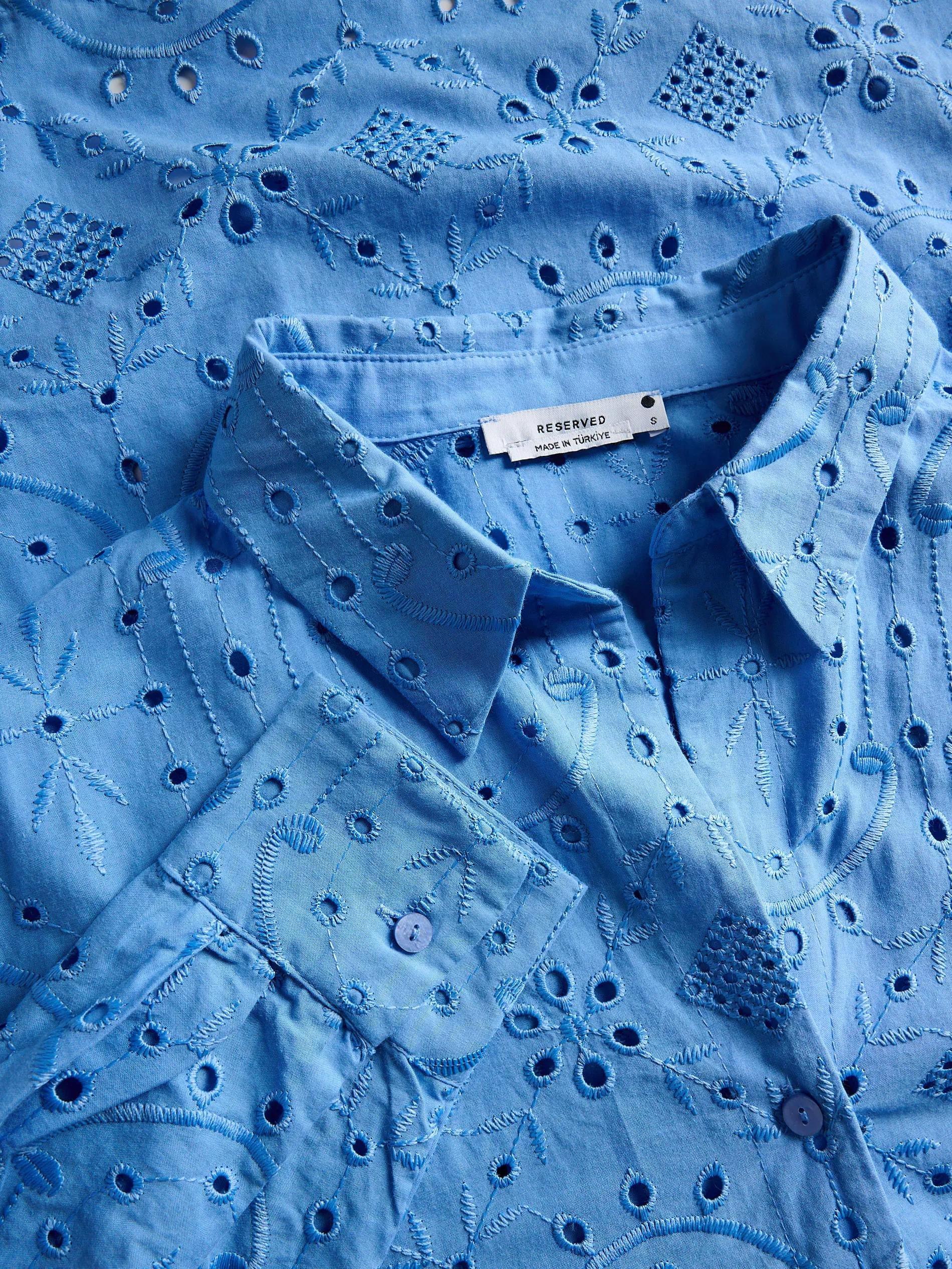 Blue Openwork Detailed Shirt, , large image number 6