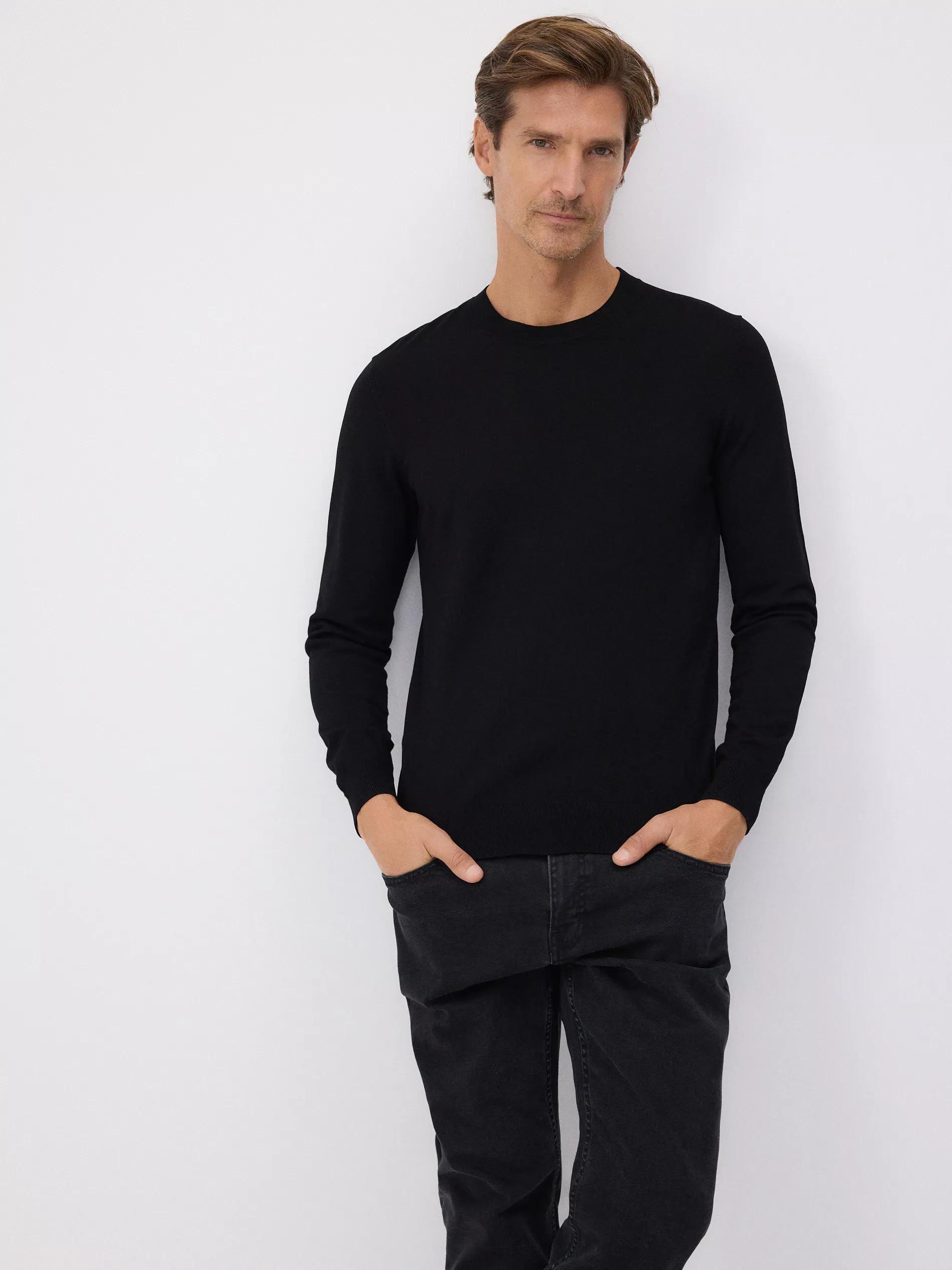 Black Sweater Made Of Mostly Viscose Material, Black, large image number 1