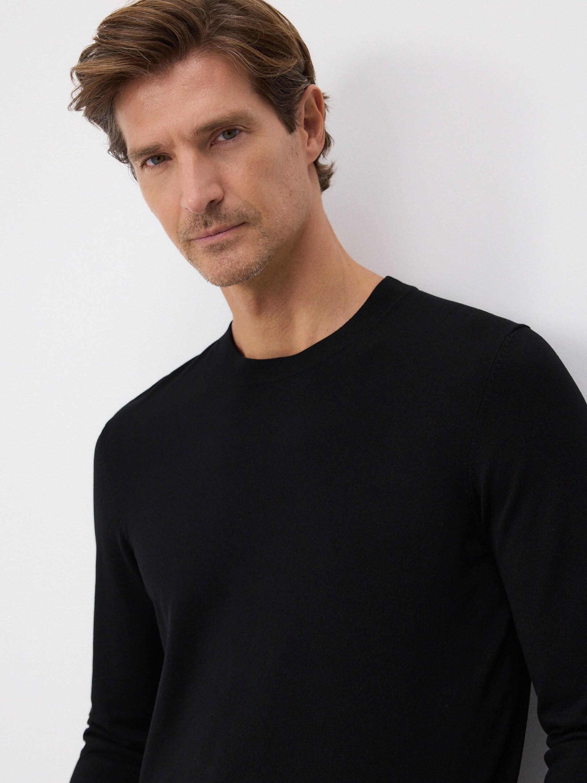 Black Sweater Made Of Mostly Viscose Material, Black, large image number 2