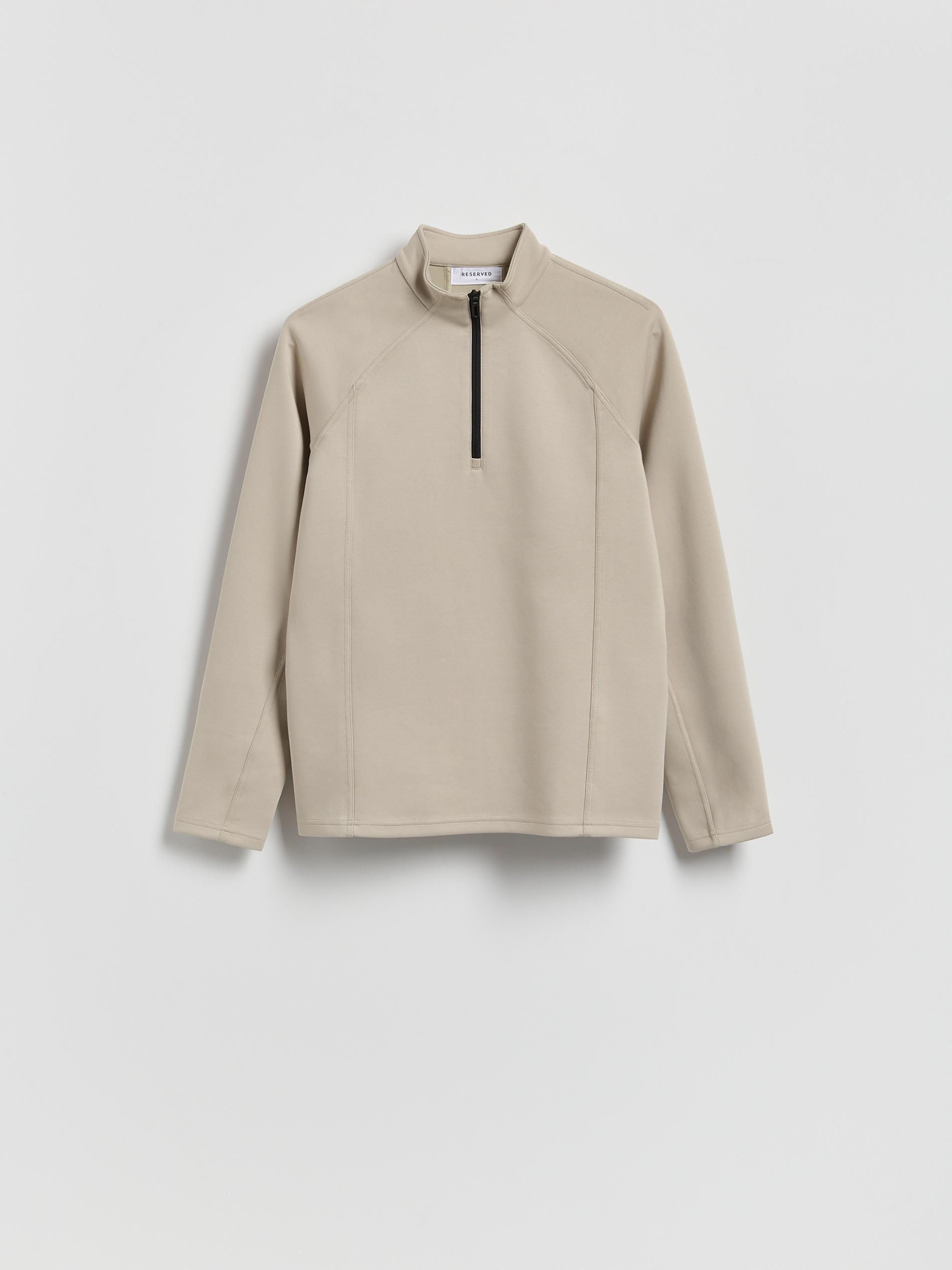 Grey Sweatshirt With Stand Up Collar, Light grey, large image number 0