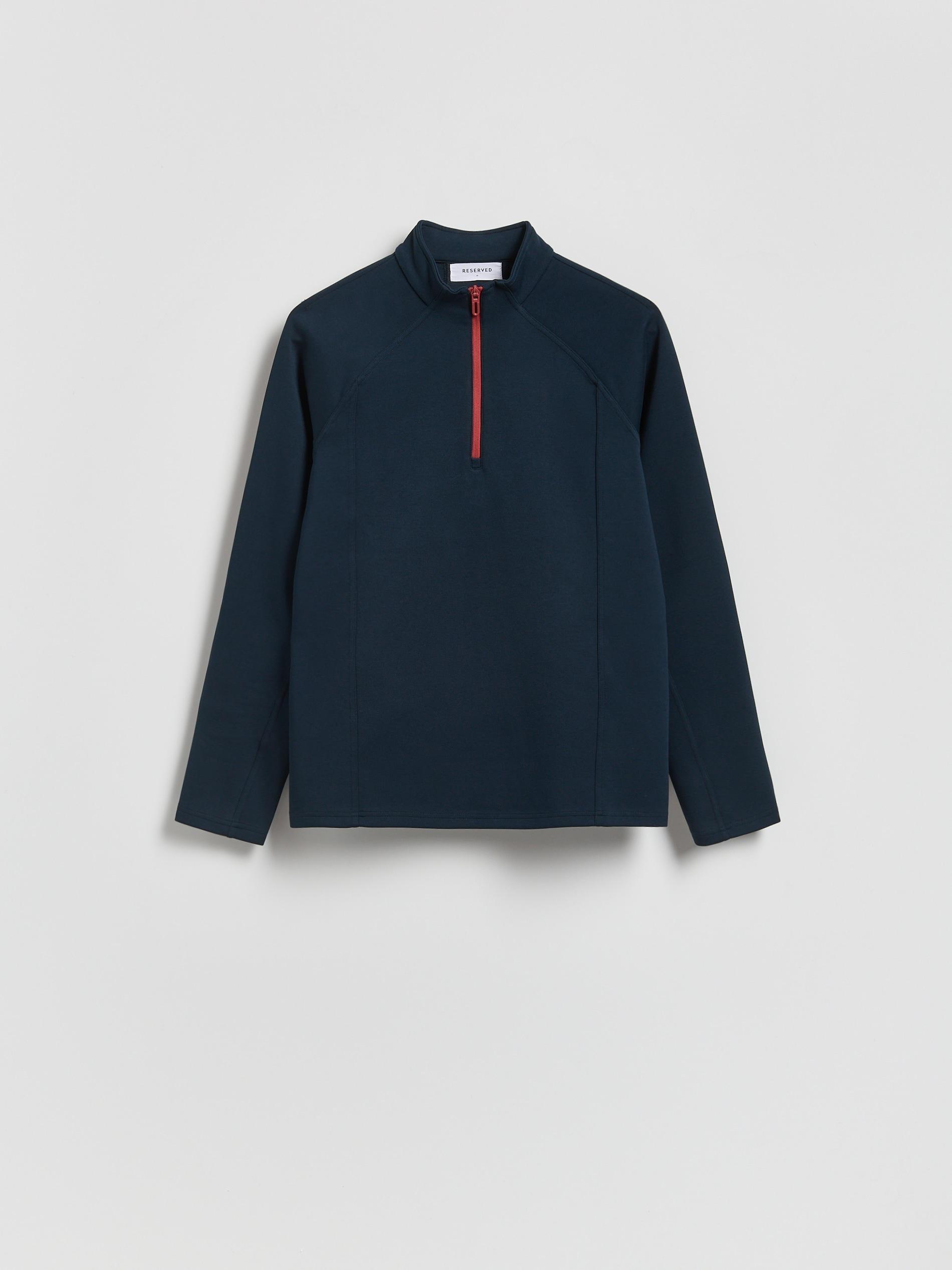 Navy Sweatshirt With Stand Up Collar, Navy, large image number 0