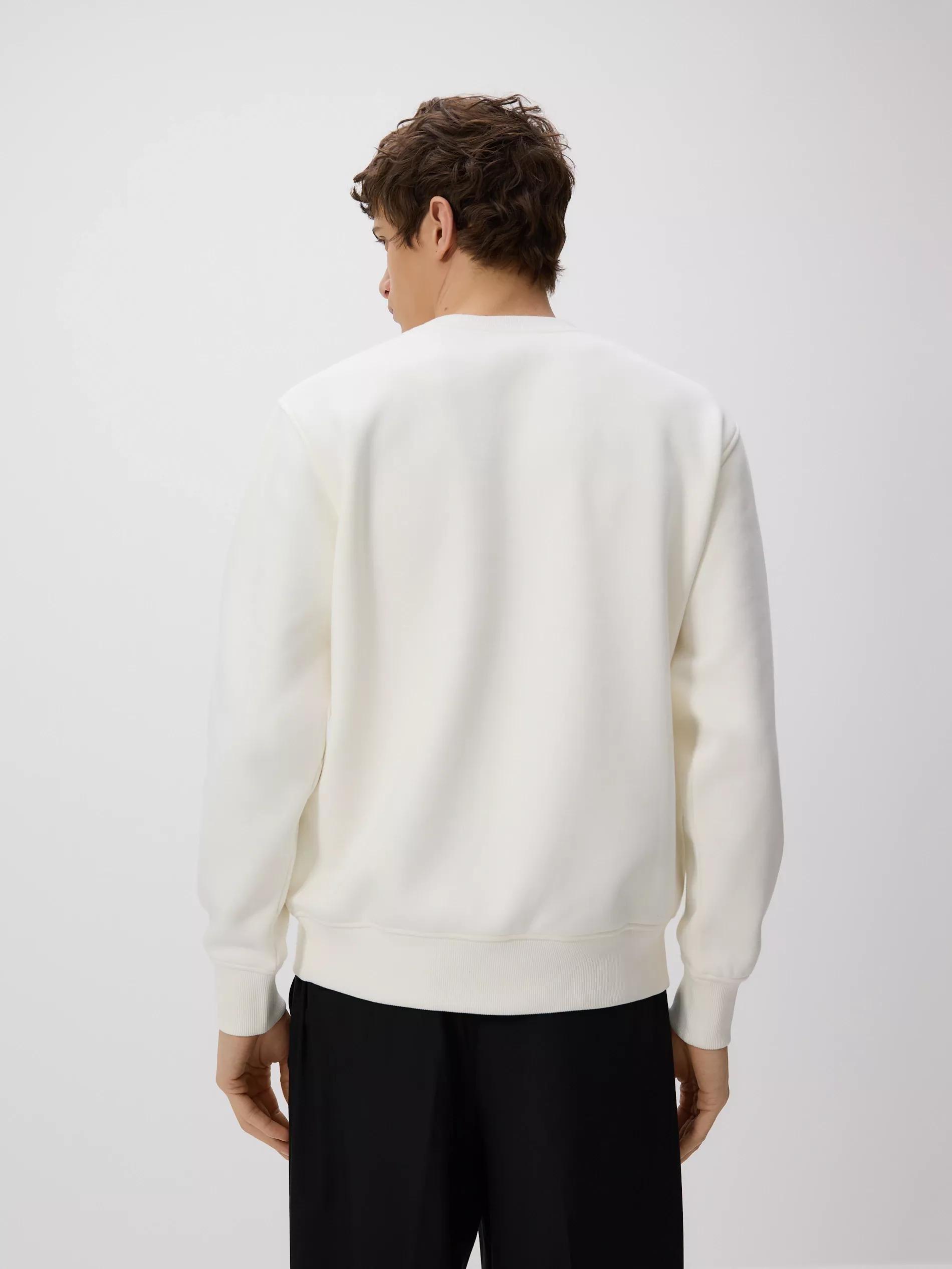 Cream Sweatshirt With Embroidery Detailing, Ivory, large image number 3