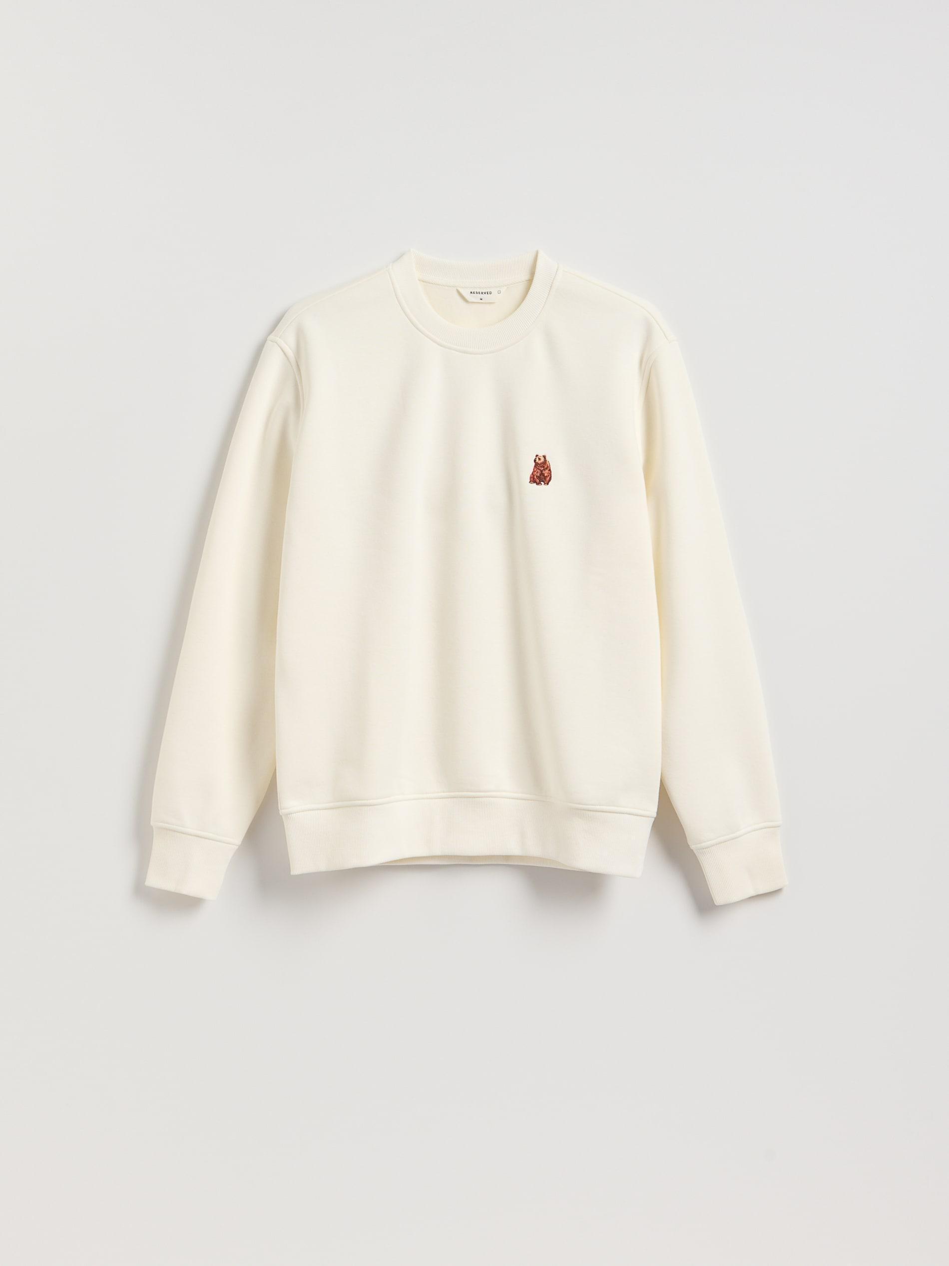 Cream Sweatshirt With Embroidery Detailing, Ivory, large image number 4