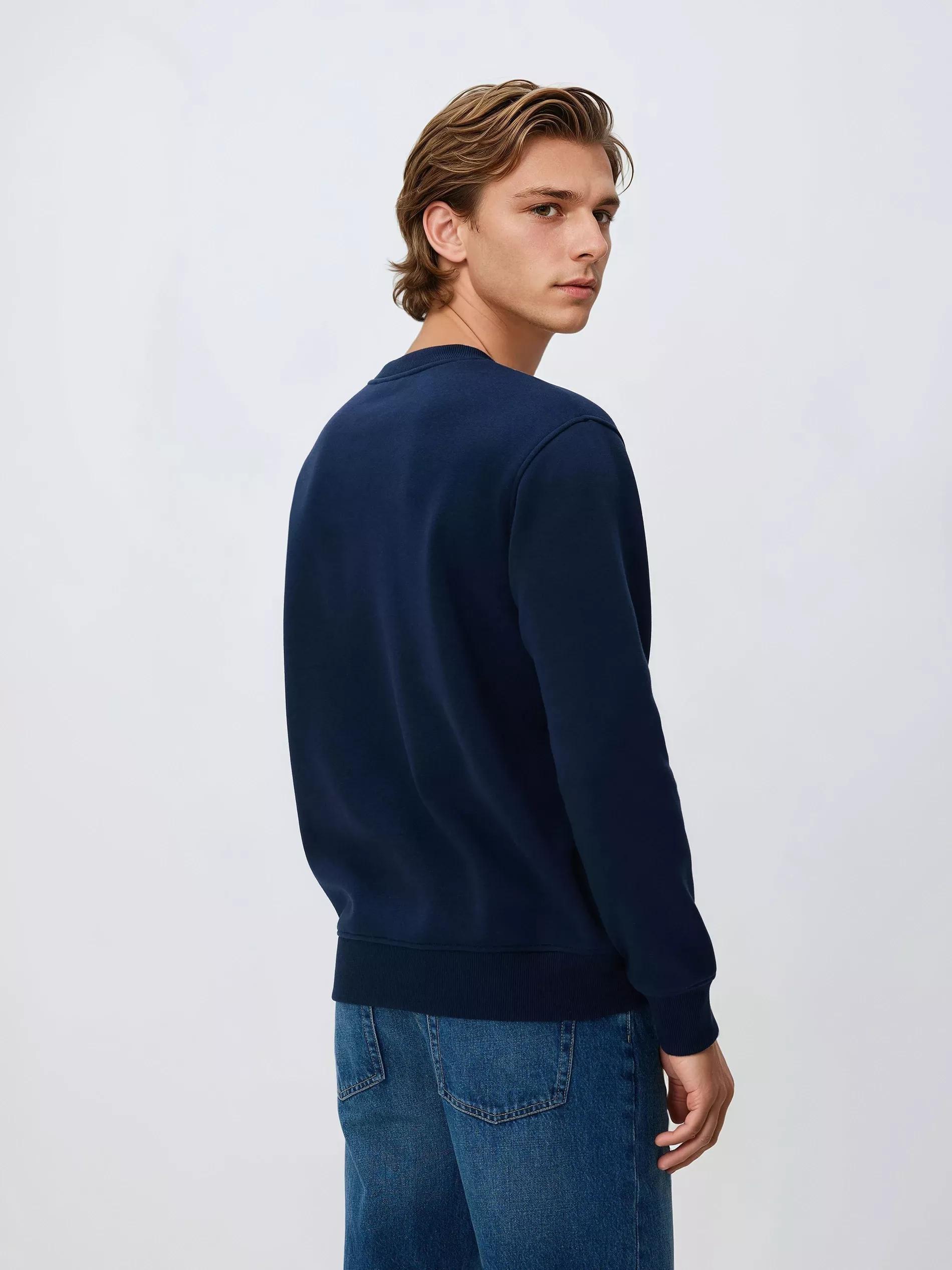 Navy Sweatshirt With Embroidery Detailing, Navy, large image number 3