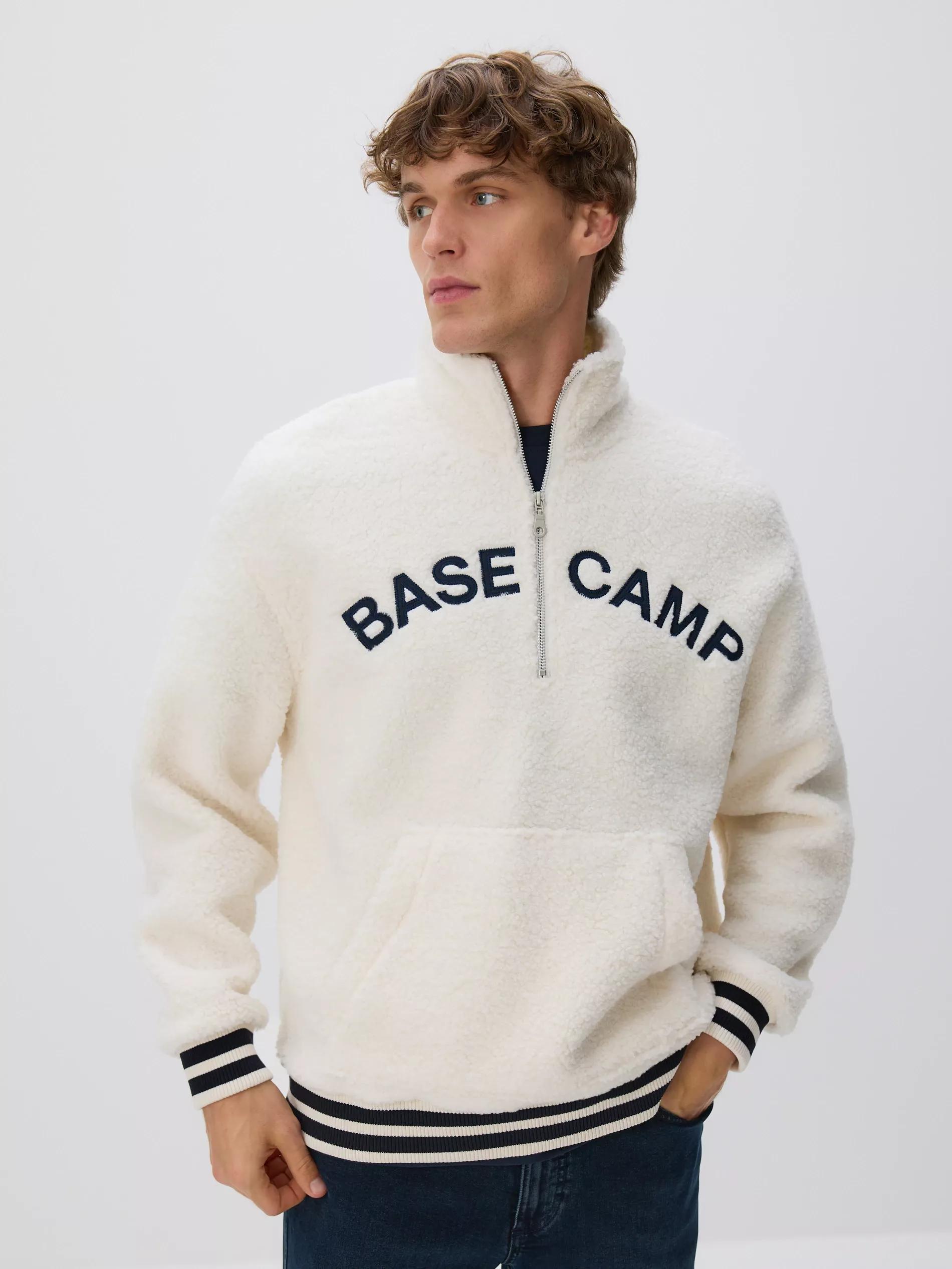 Navy Fleece Sweatshirt With Stand Up Collar, Navy, large image number 0