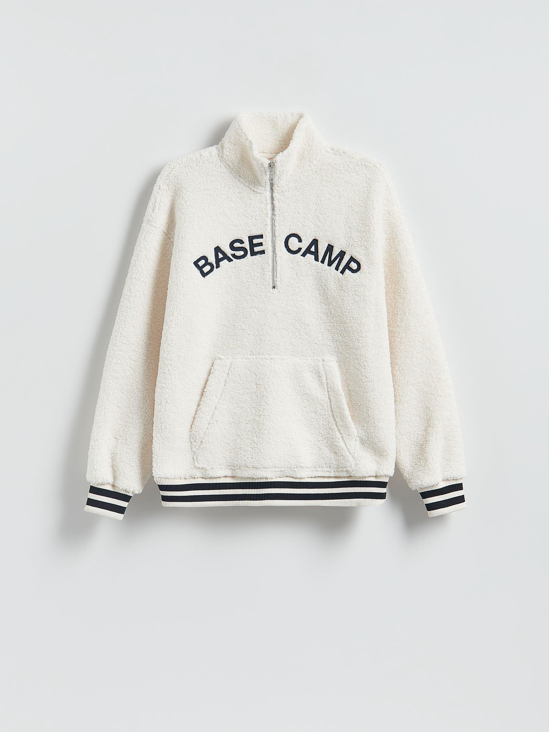 Navy Fleece Sweatshirt With Stand Up Collar, Navy, large image number 4