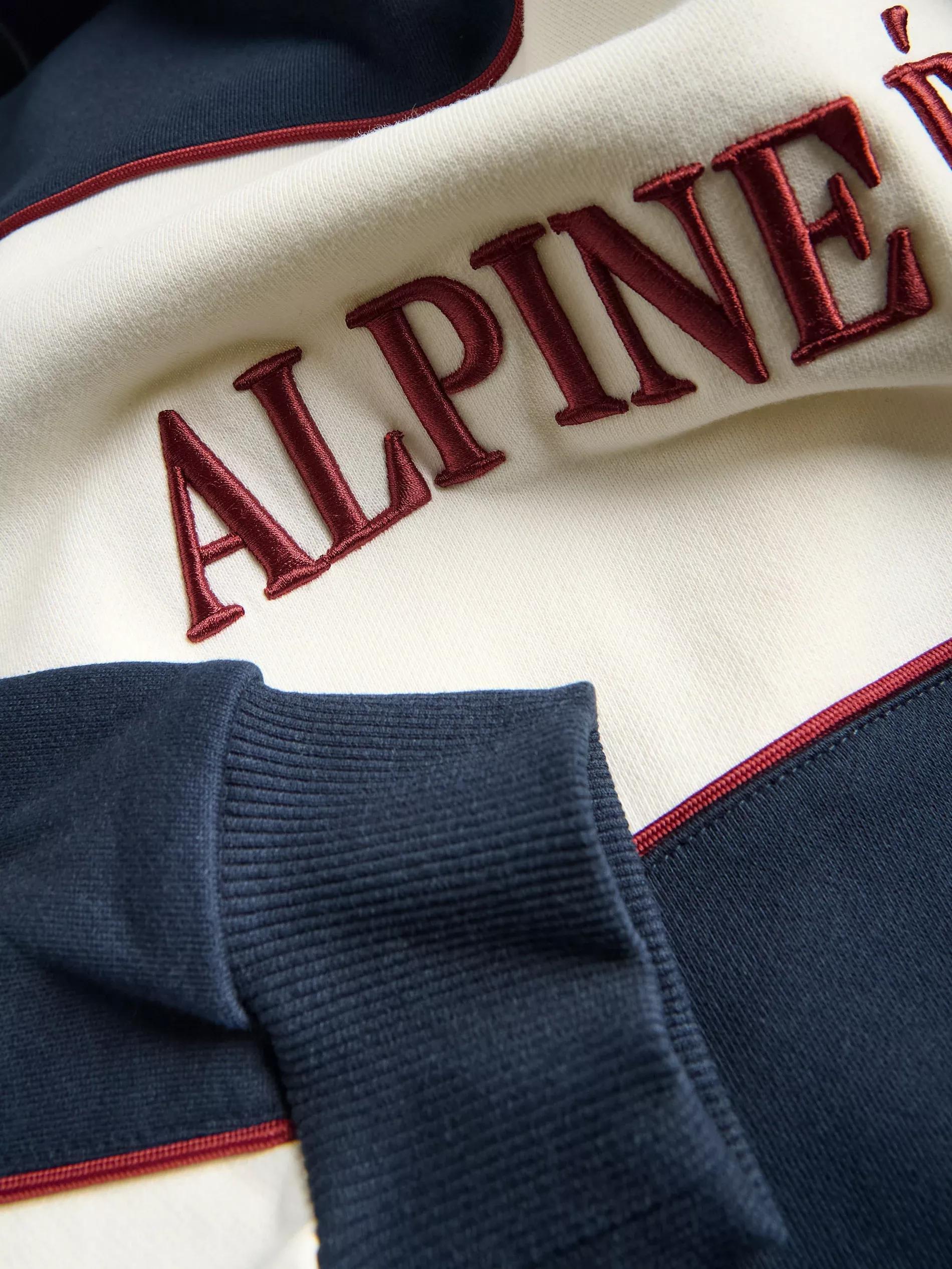 Navy Cotton Sweatshirt With Stand Up Collar, Navy, large image number 5