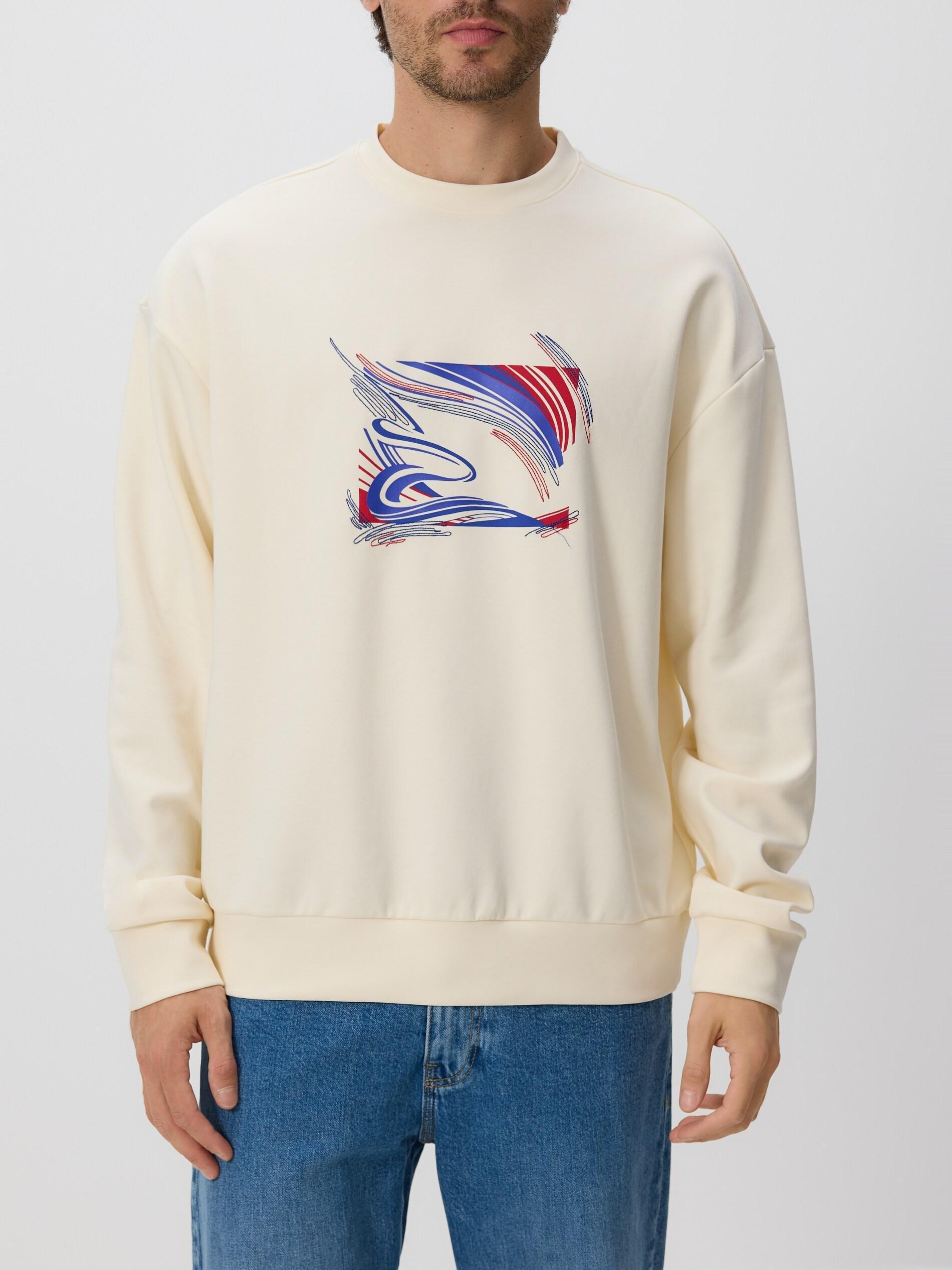 Beige Sweatshirt With Print, Ivory, large image number 1