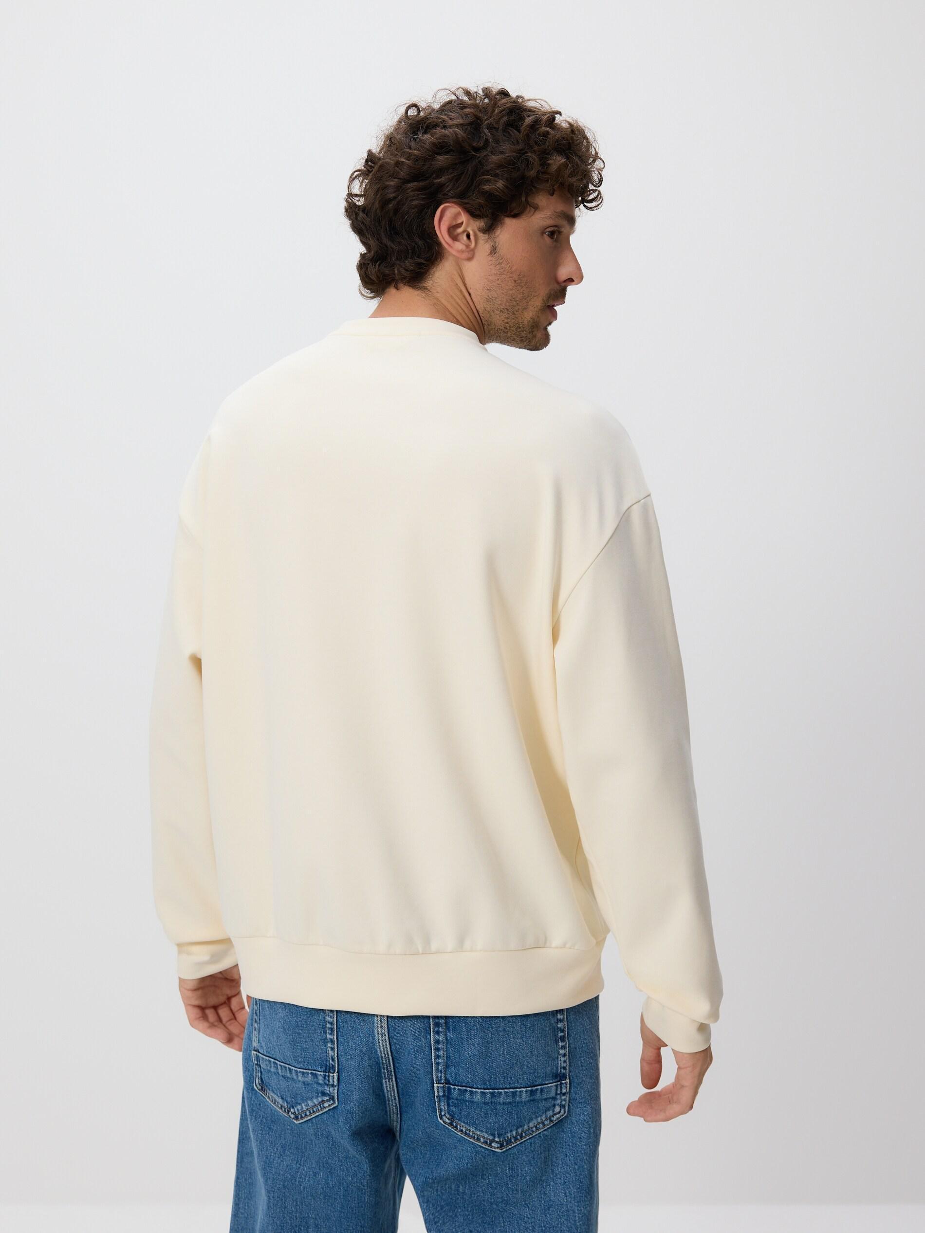 Beige Sweatshirt With Print, Ivory, large image number 3