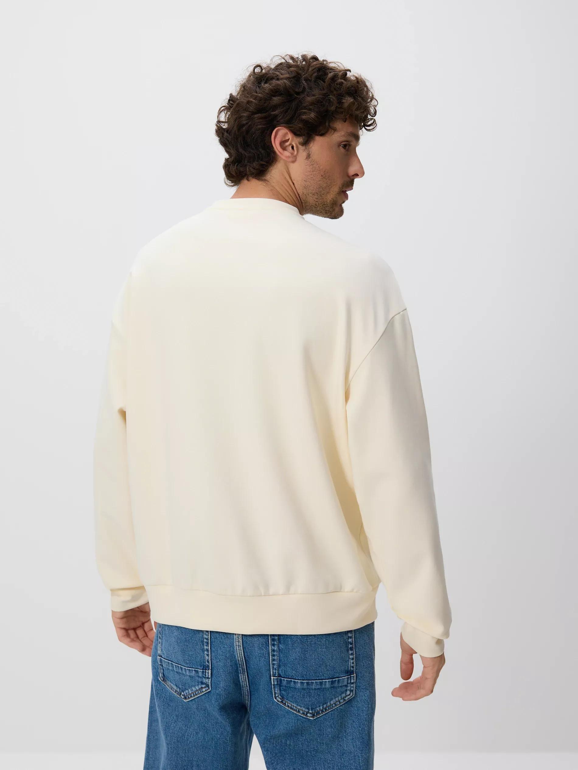 Beige Sweatshirt With Print, Ivory, large image number 3