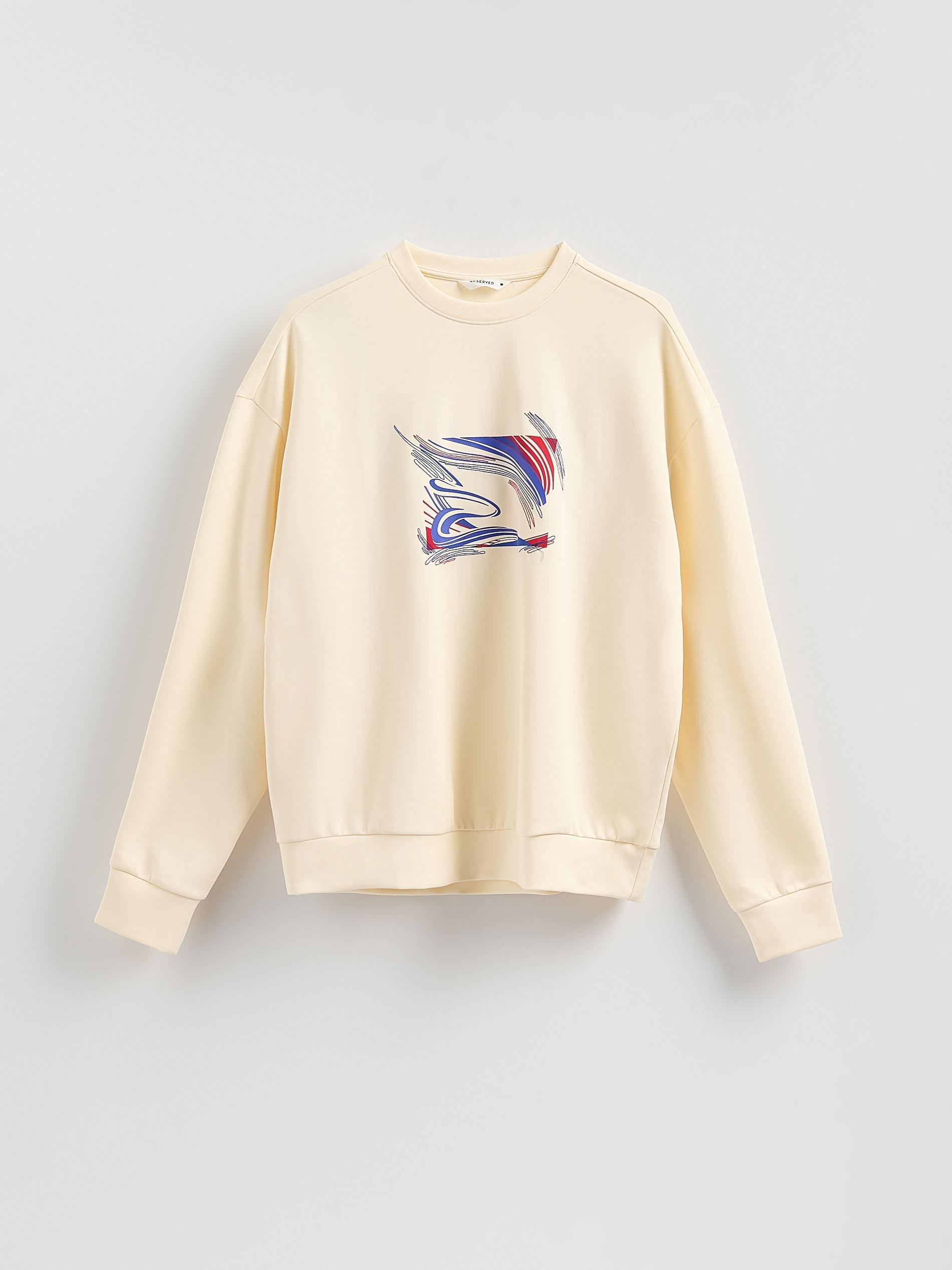 Beige Sweatshirt With Print, Ivory, large image number 4