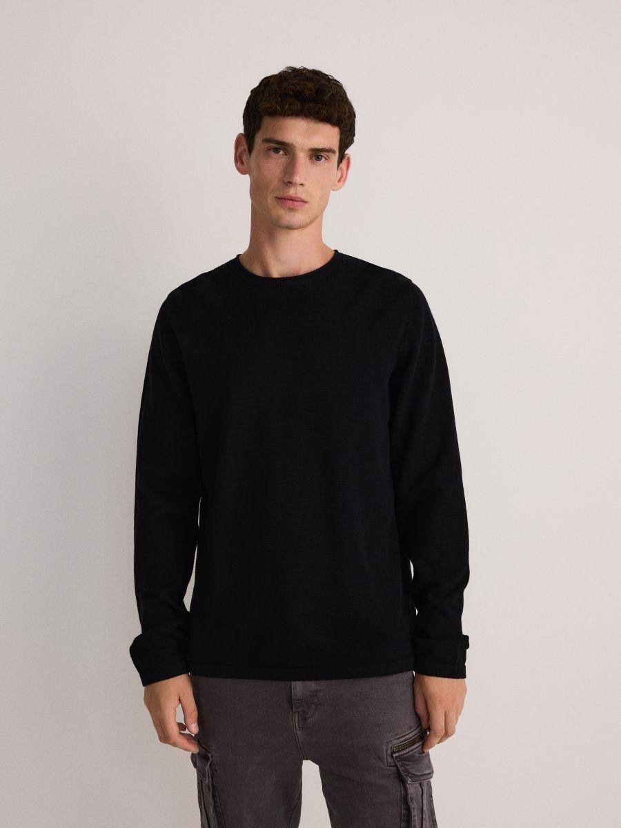 Black Regular Sweater, Black, large image number 1