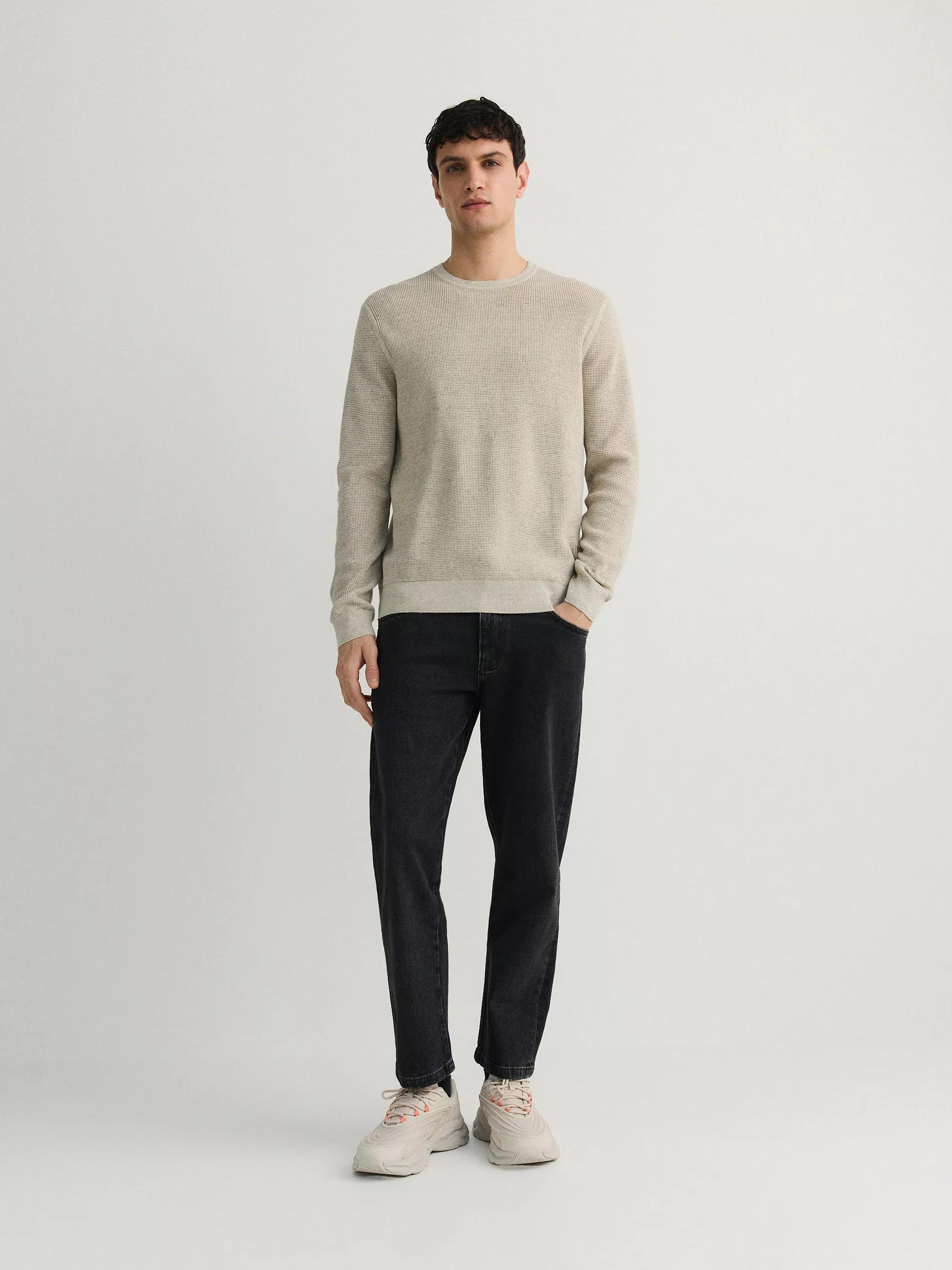 Beige Sweater With A High Cotton Content, , large image number 1