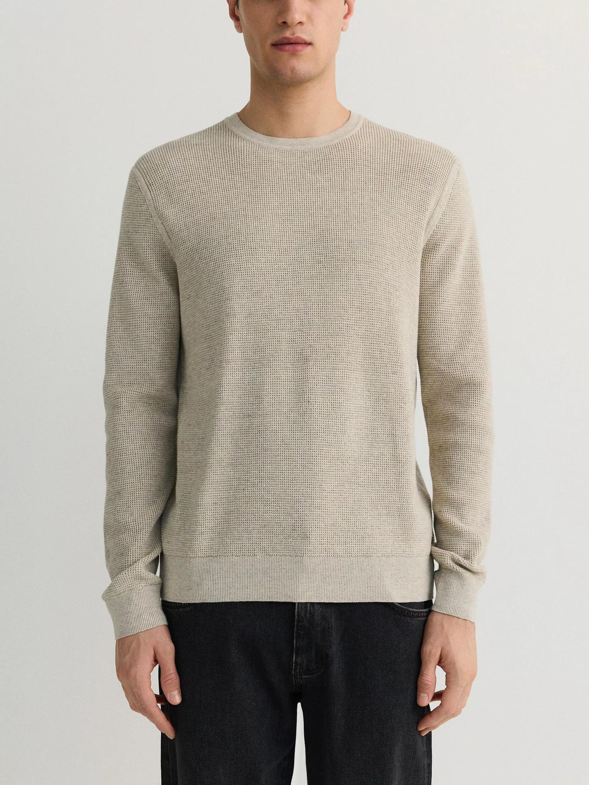 Beige Sweater With A High Cotton Content, , large image number 2