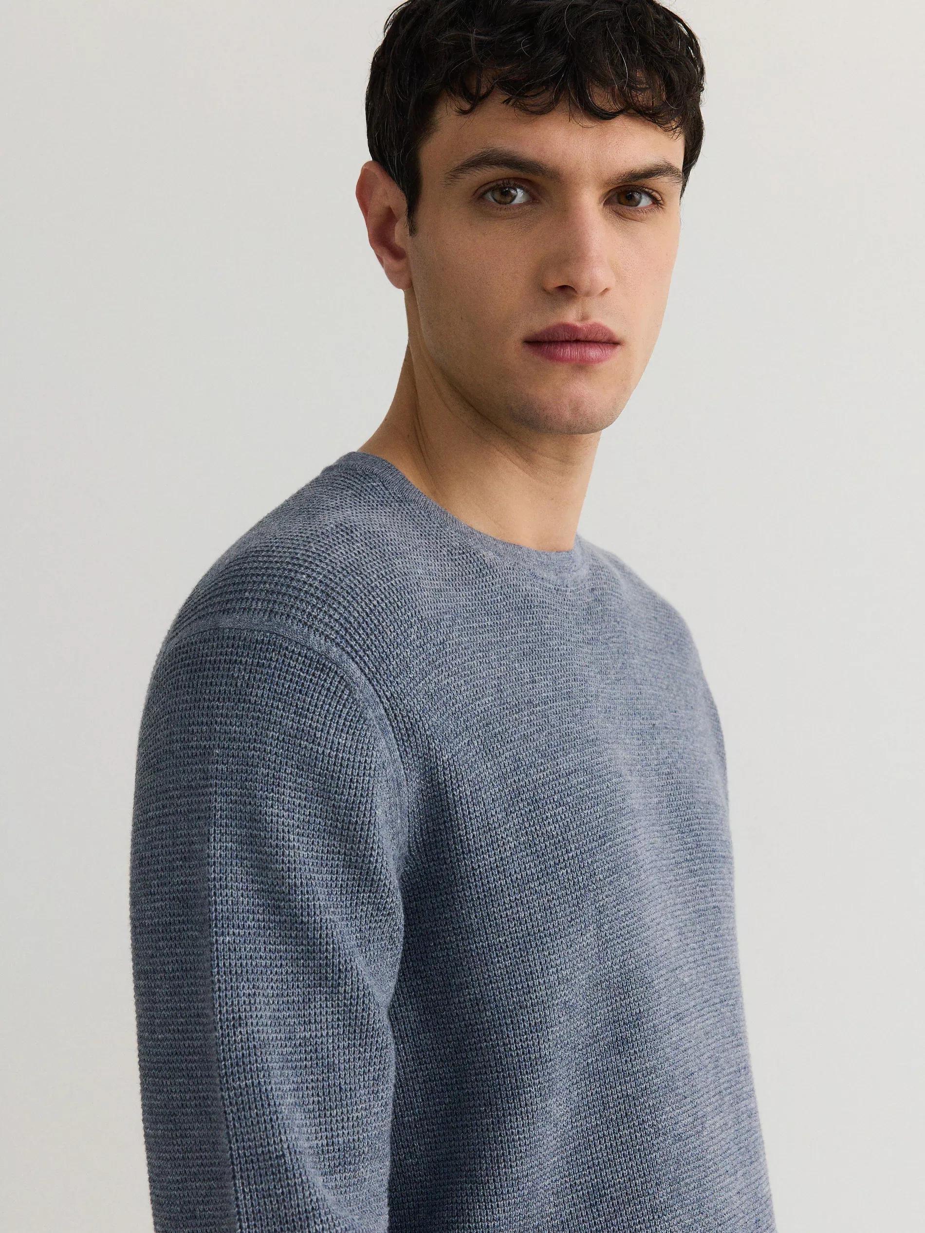 Blue High Cotton Content Sweater, , large image number 3
